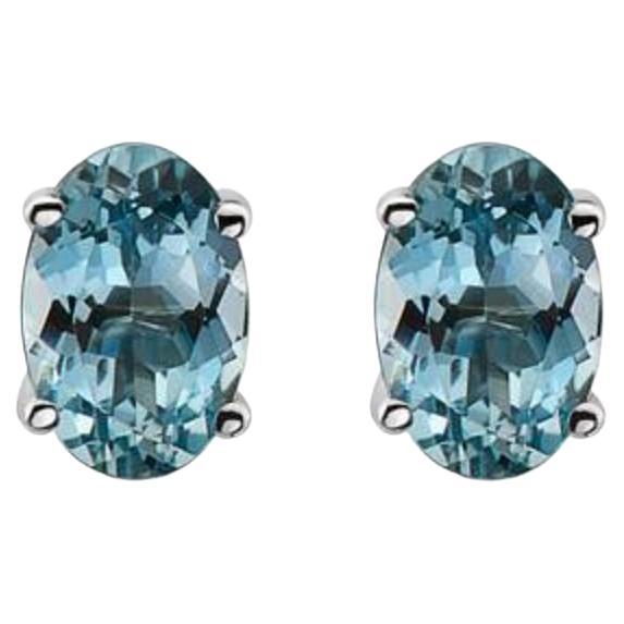 Birthstone Earrings Featuring Santamaria Aquamarine Set in 14K Vanilla Gold For Sale