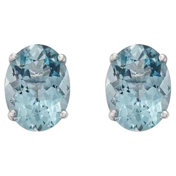 Birthstone Earrings Featuring Sea Blue Aquamarine Set in 14K Vanilla Gold For Sale