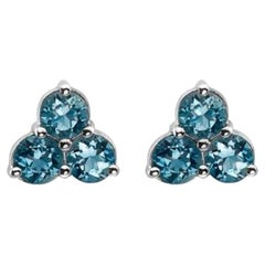 Birthstone Earrings Featuring Sea Blue Aquamarine Set in 14K Vanilla Gold
