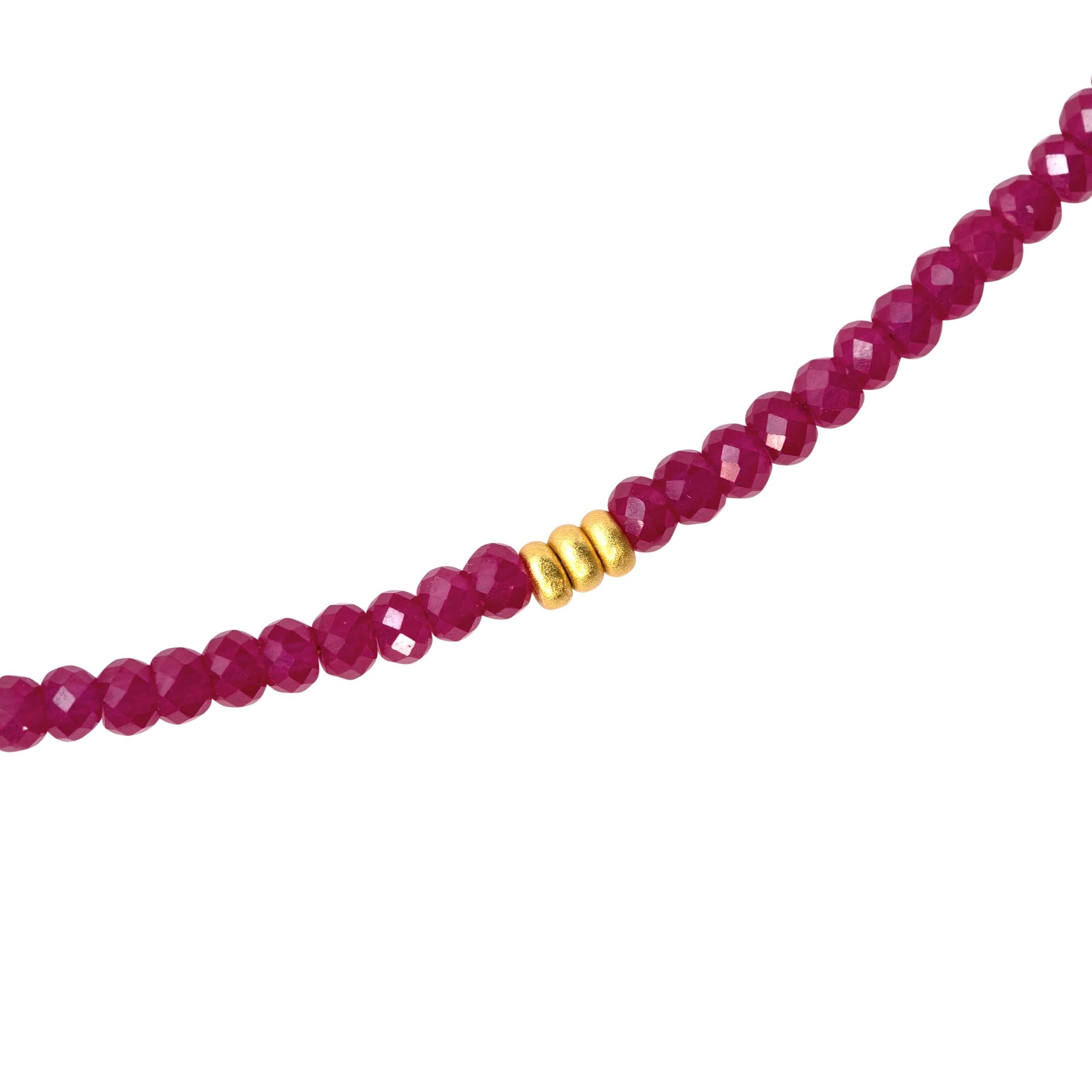 Collier rubis de naissance de juillet en or 14 carats par Bombyx House en vente 2