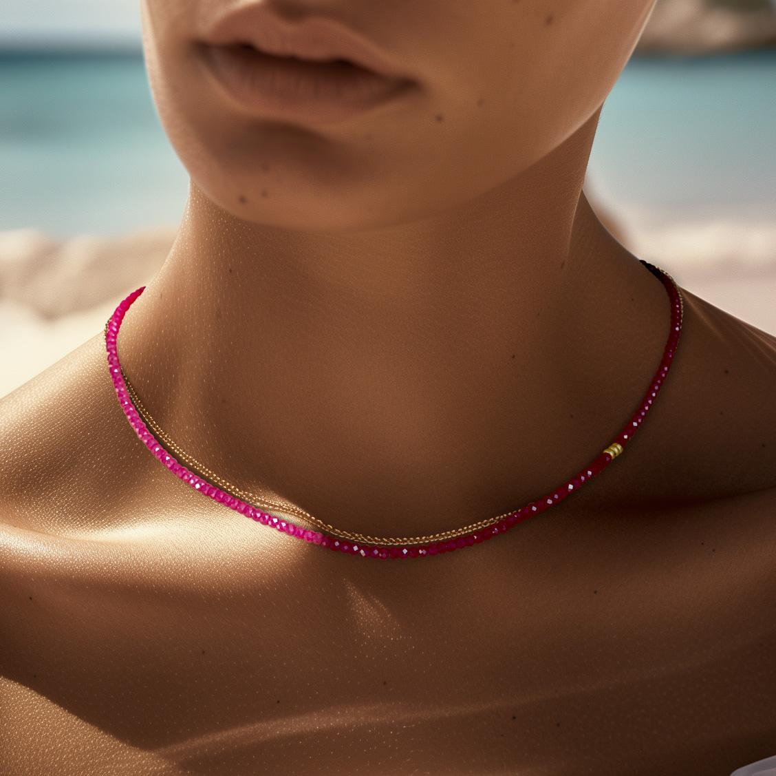 Collier rubis de naissance de juillet en or 14 carats par Bombyx House en vente 3