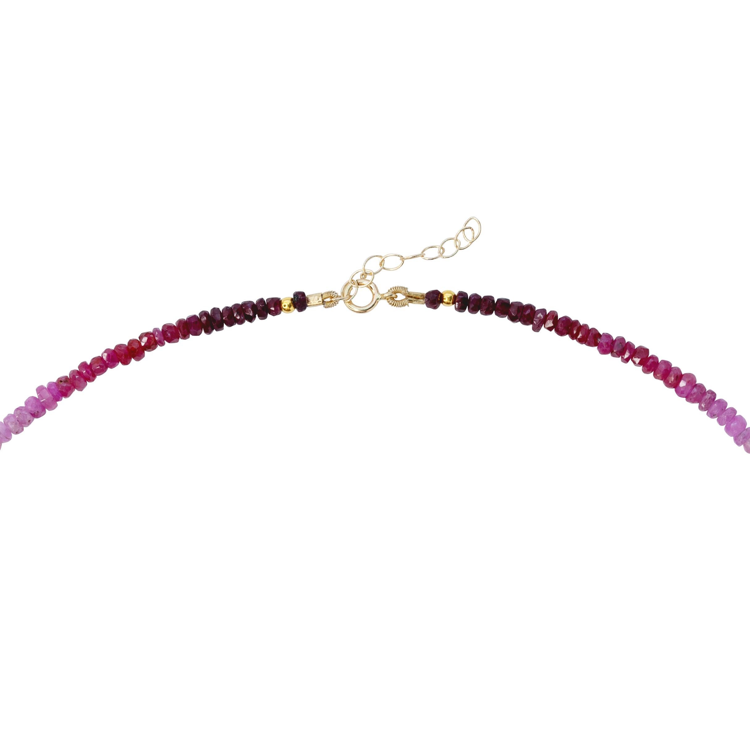 Ignite your inner fire with this ombre ruby necklace from Bombyx House, a testament to passion and strength. As the gradient of reds catches the light, you'll feel a surge of confidence and vitality, empowering you to pursue your desires with