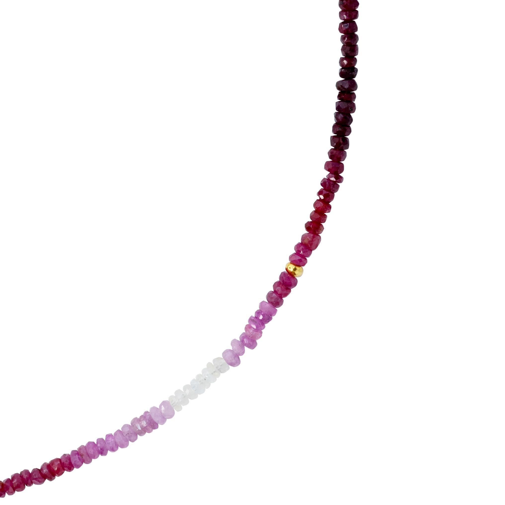 Artisan Birthstone July Ruby Ombre Necklace 14K Gold II -by Bombyx House For Sale