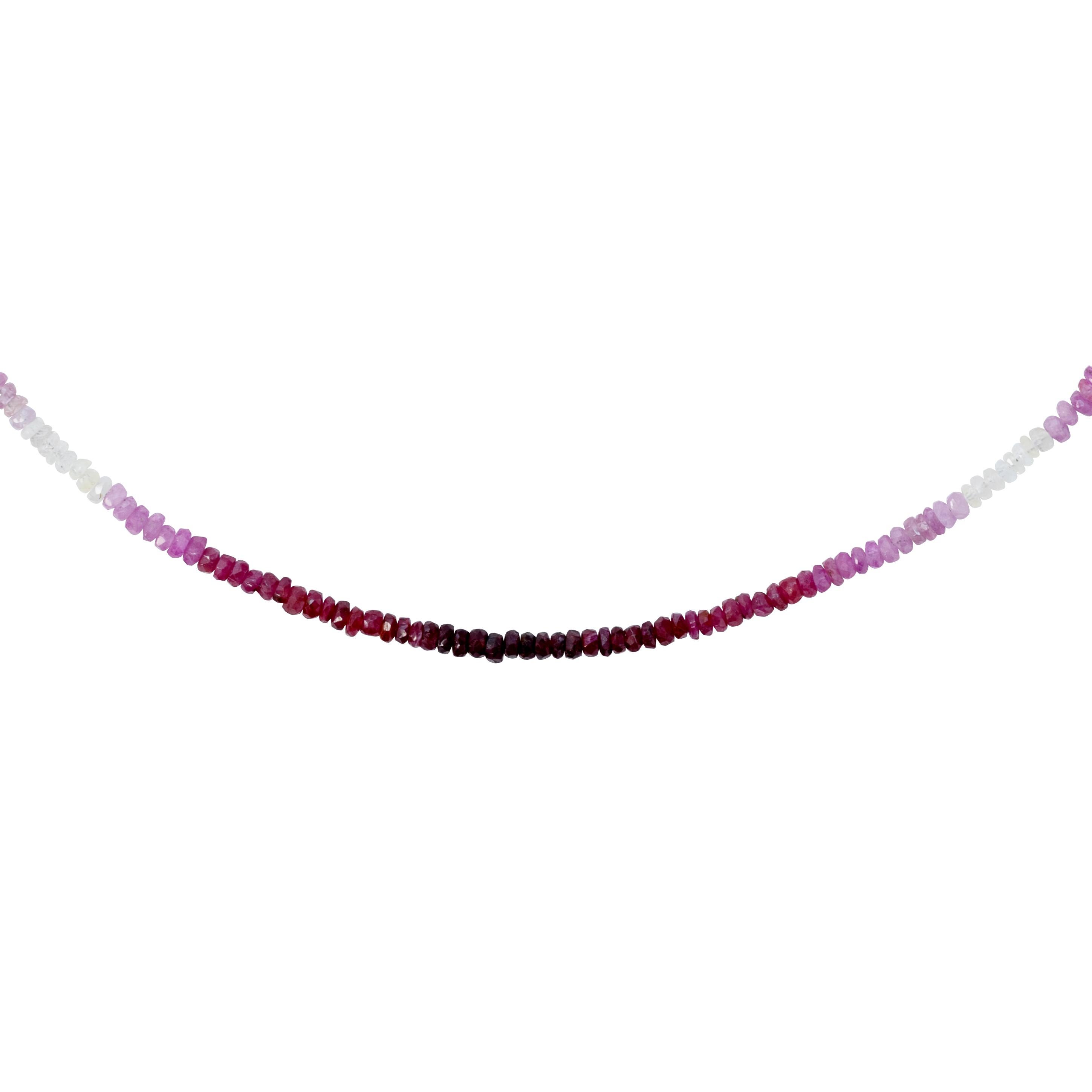 Bead Birthstone July Ruby Ombre Necklace 14K Gold II -by Bombyx House For Sale