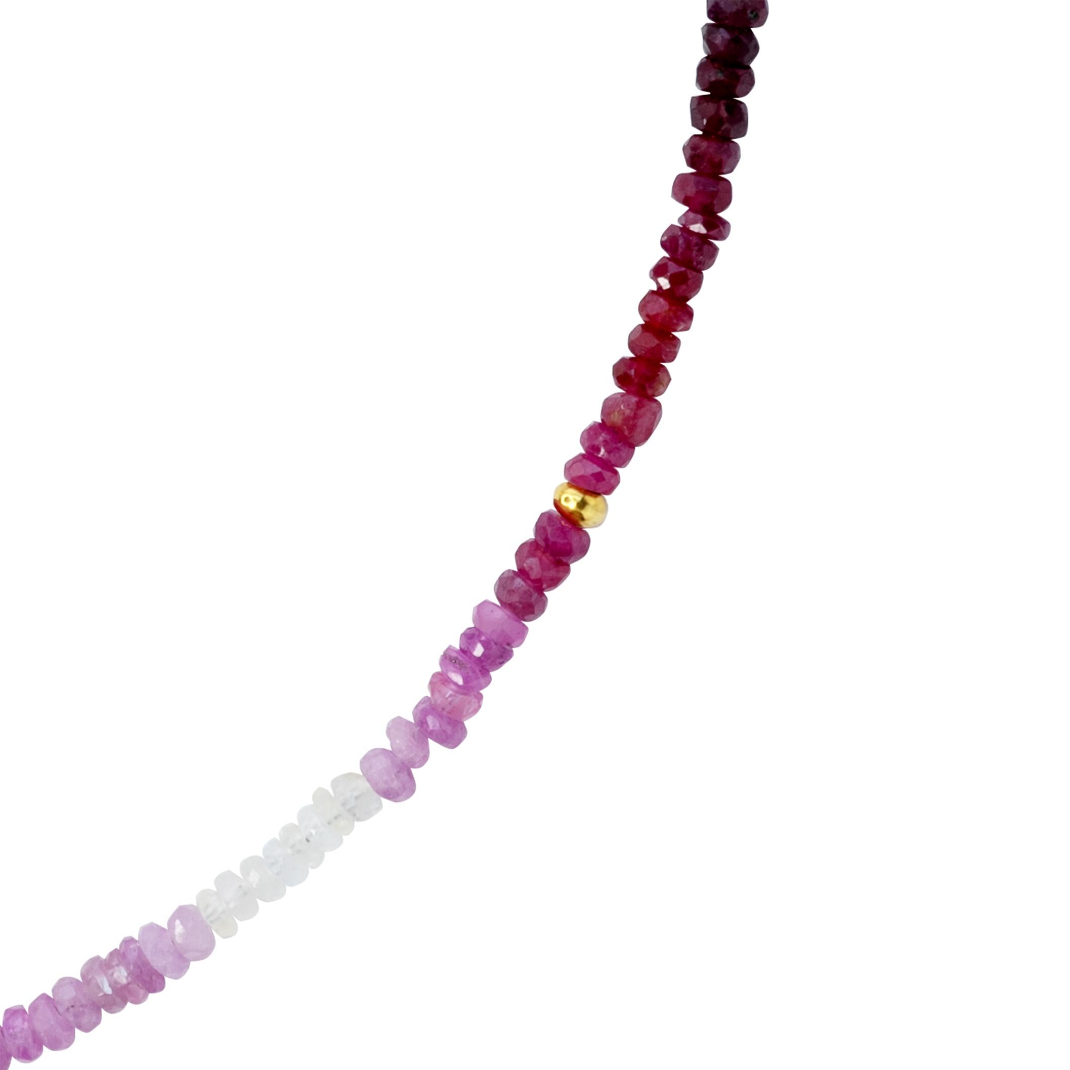 Women's Birthstone July Ruby Ombre Necklace 14K Gold II -by Bombyx House For Sale