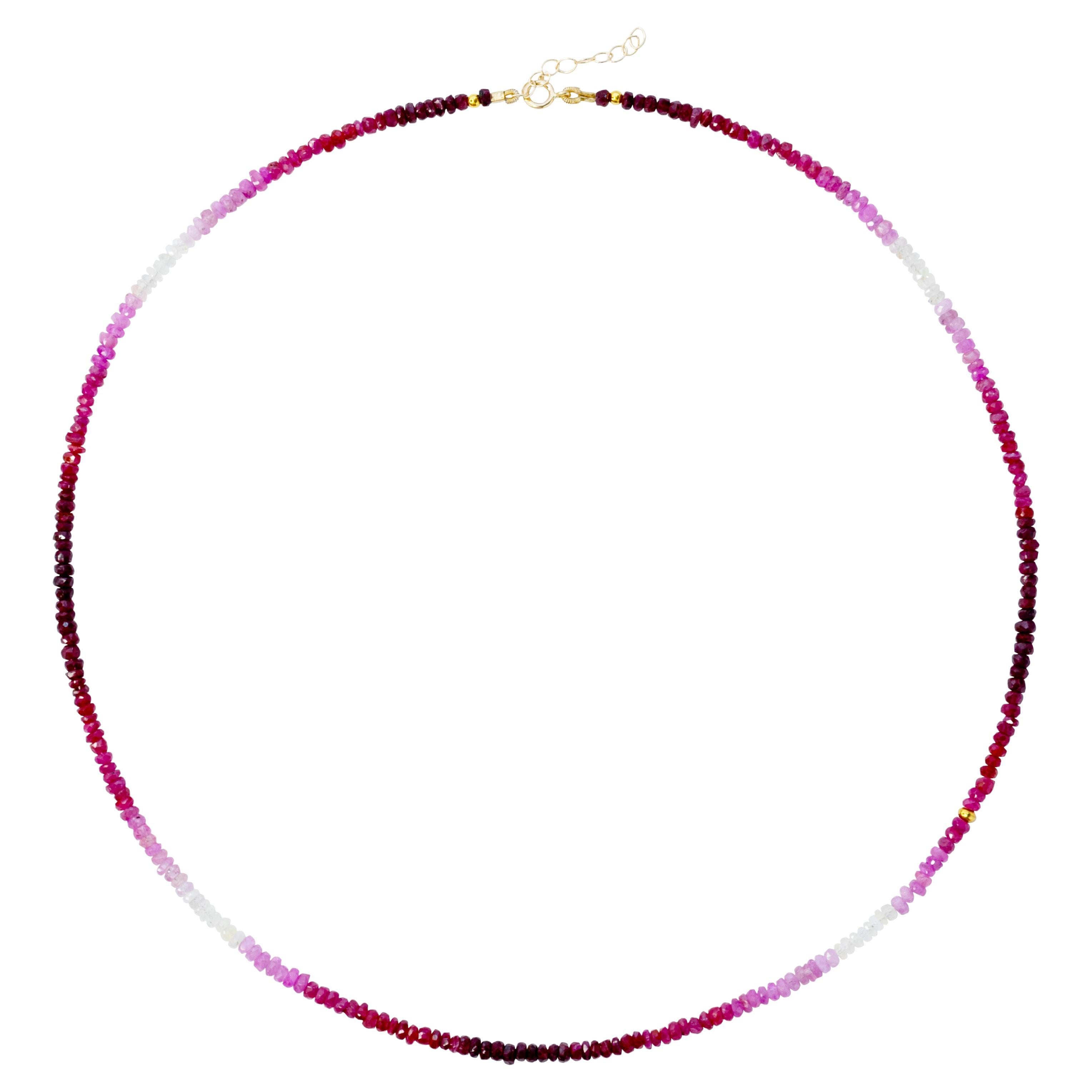 Birthstone July Ruby Ombre Necklace 14K Gold II -by Bombyx House