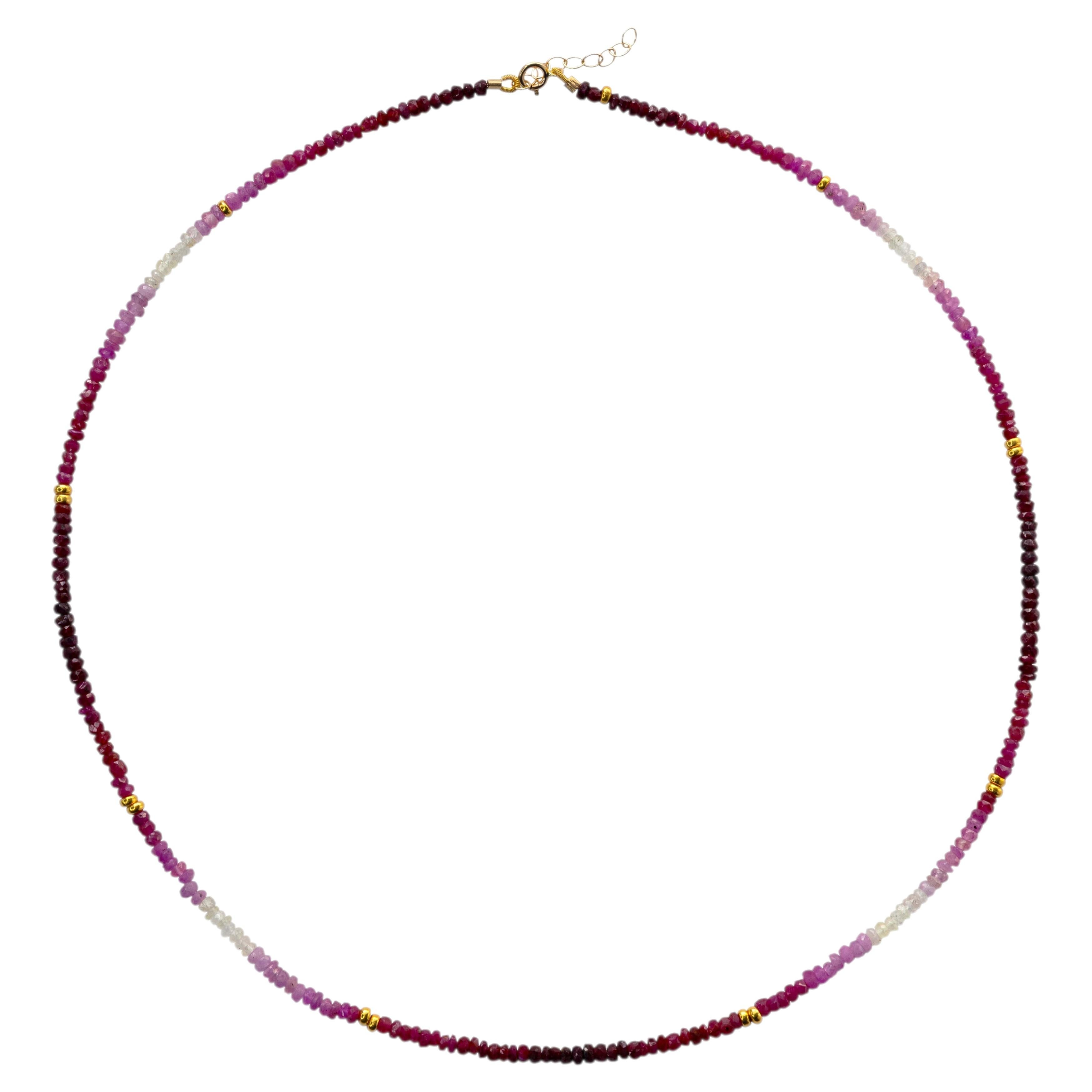 Collier de station en or ombré rubis, bijoux de qualité artisanale