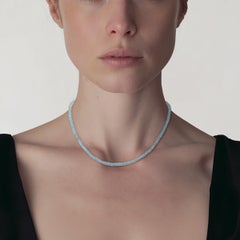 Collier de perles d'aigue-marine en or, pierres de naissance, bijoux artisanaux