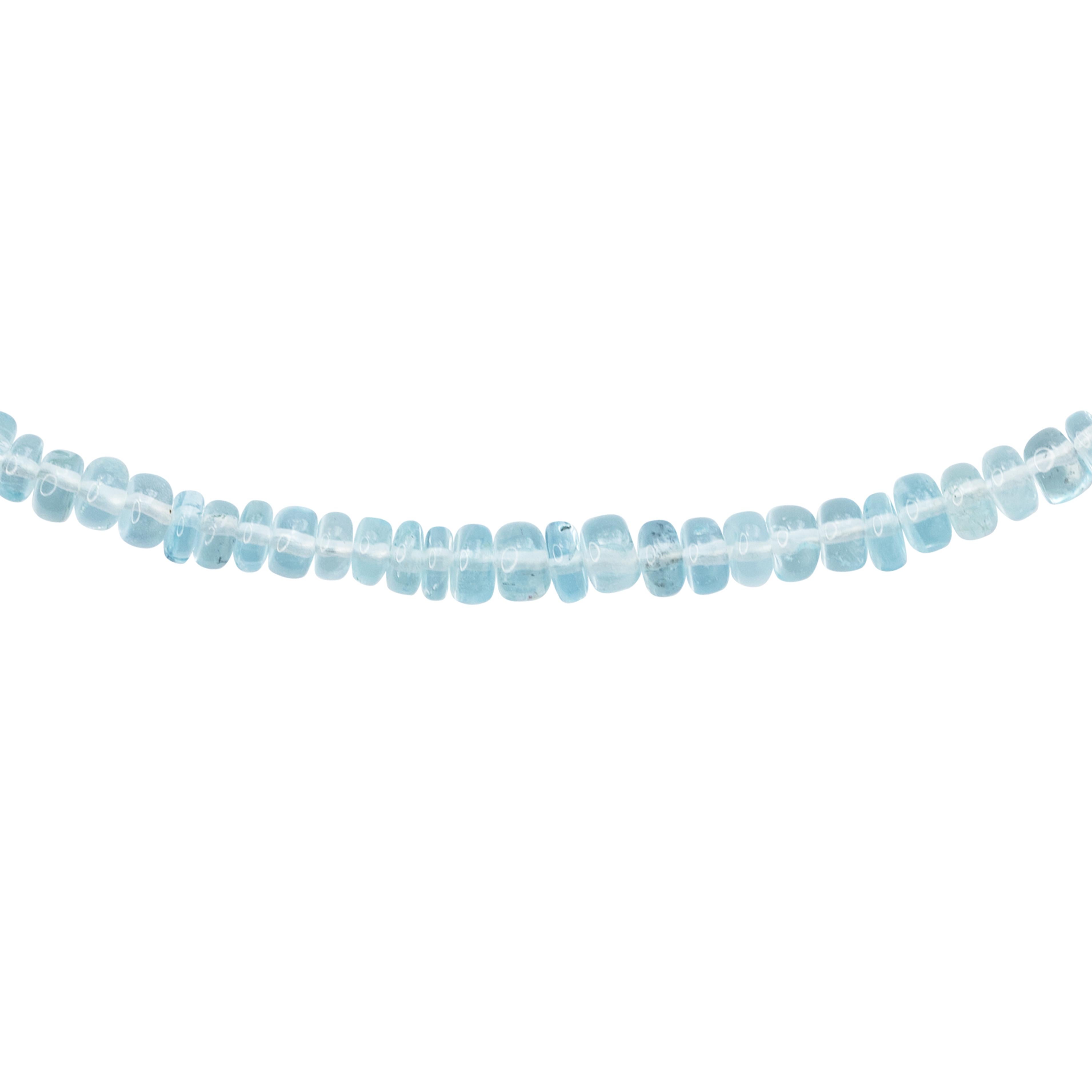 Taglio rotondo Pietra di nascita di marzo Collana di acquamarina in oro 18 carati in vendita