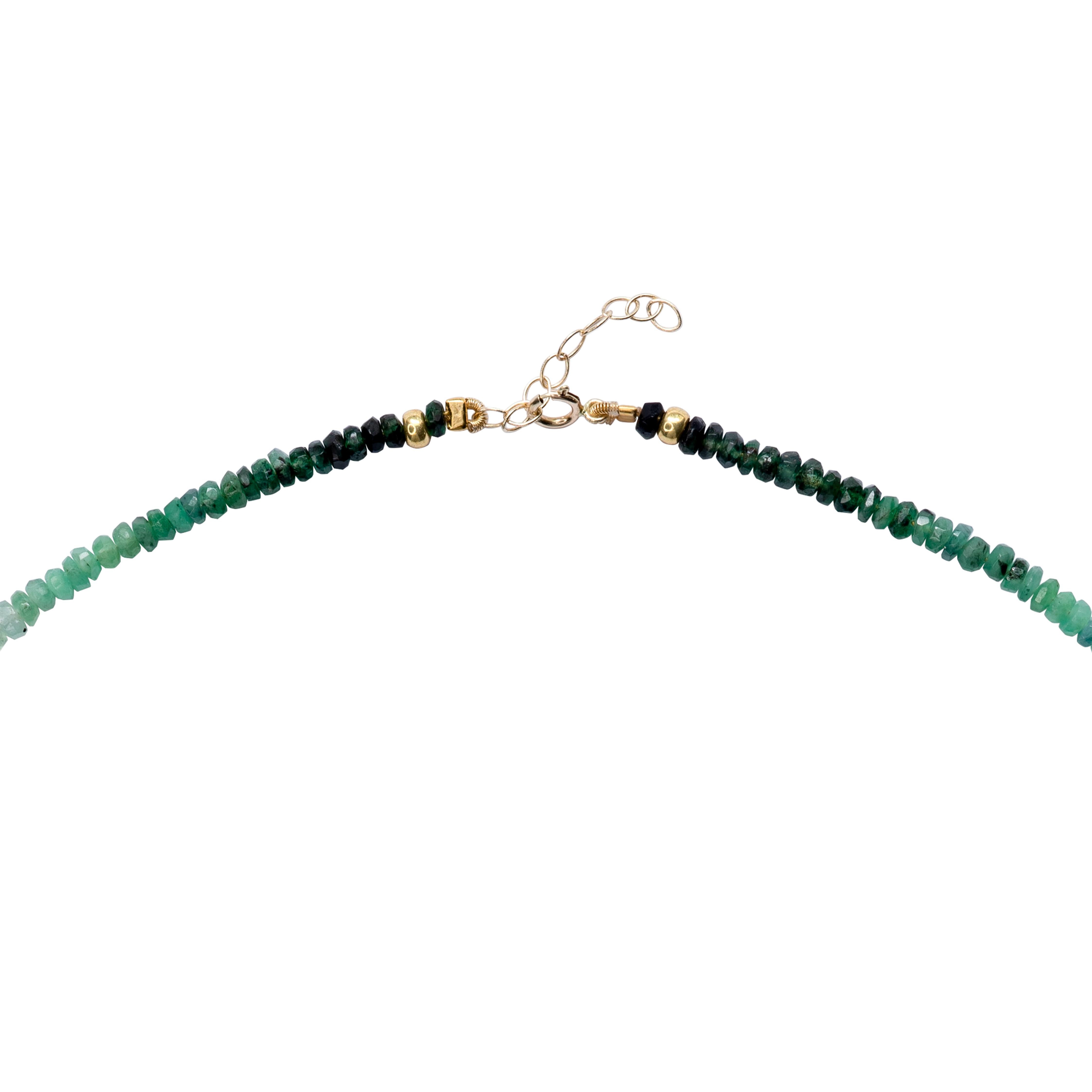 Artisan Birthstone May Ombre Emerald Necklace 14K Gold II -by Bombyx House