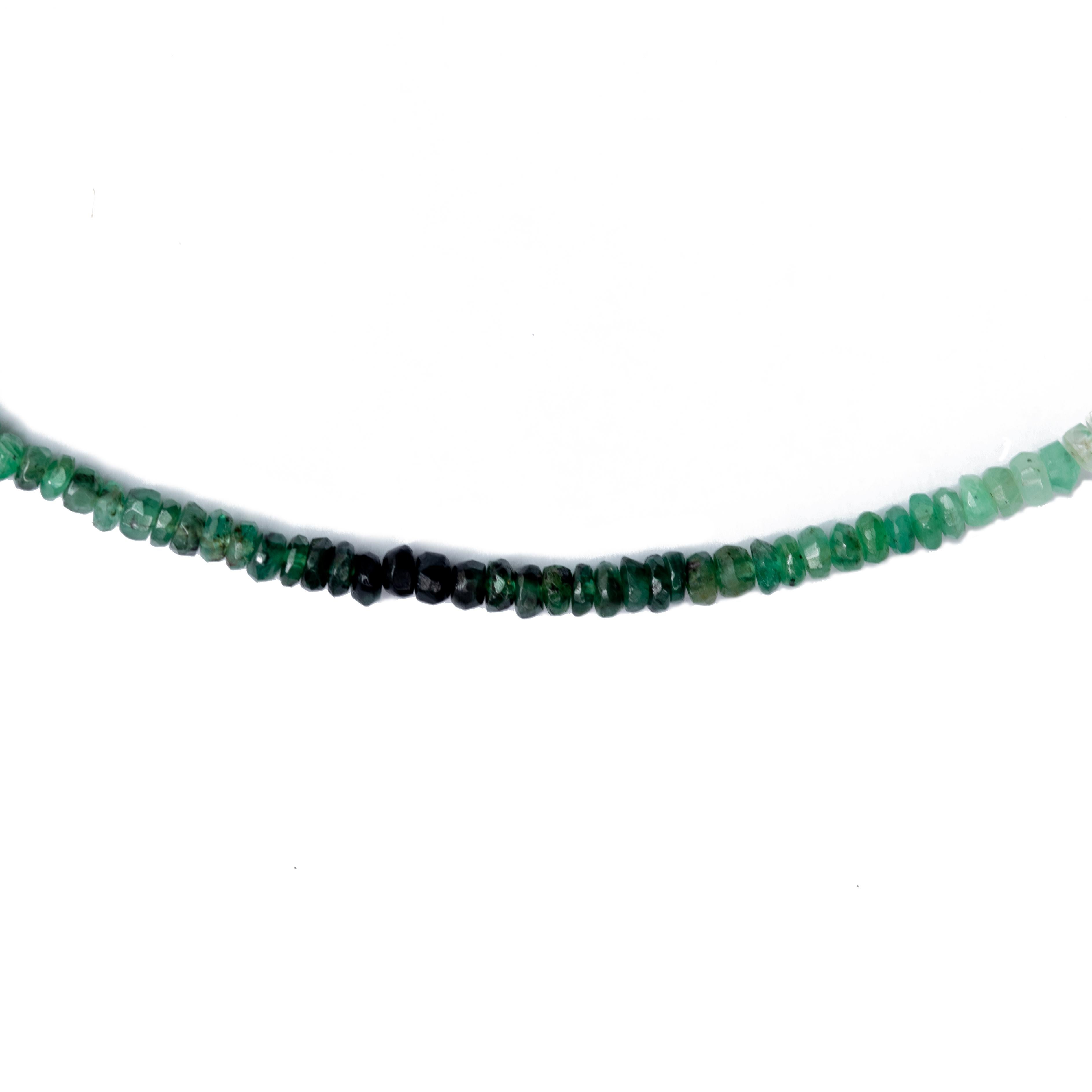 Perle Birthstone May Ombre Emerald Necklace 14K Gold II -by Bombyx House