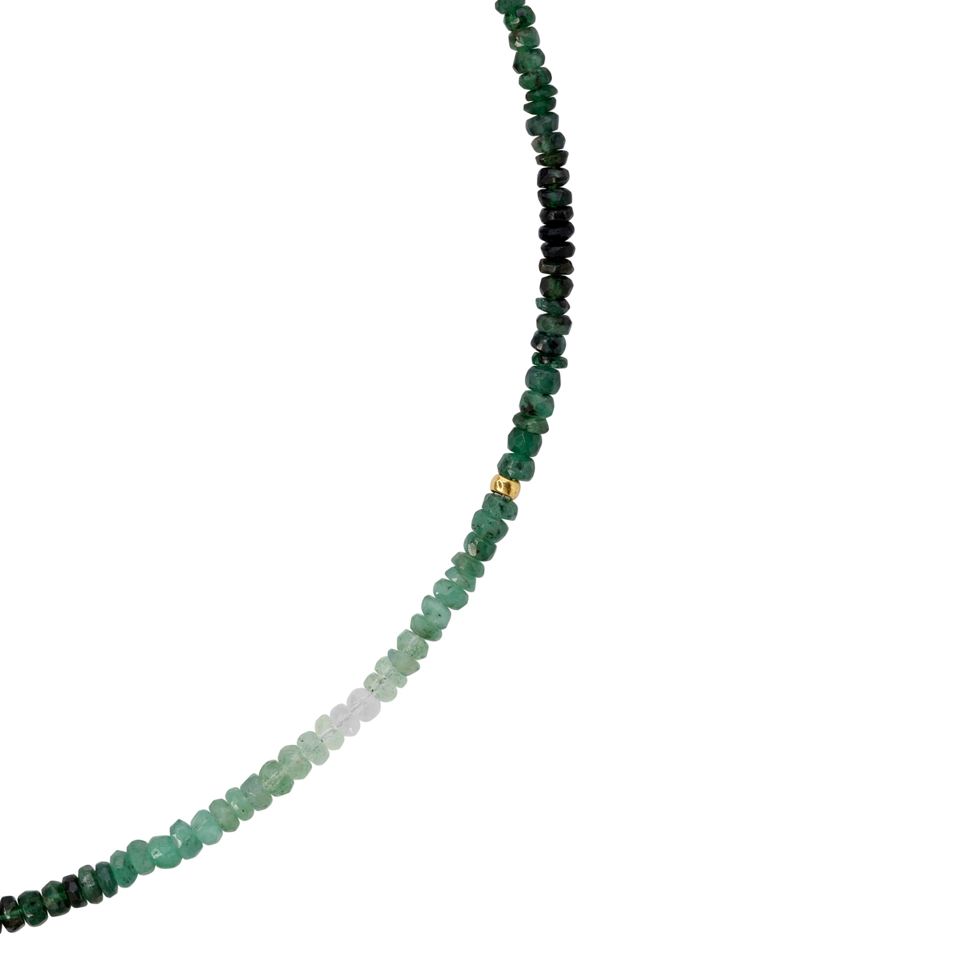 Birthstone May Ombre Emerald Necklace 14K Gold II -by Bombyx House Neuf à Westport, CT