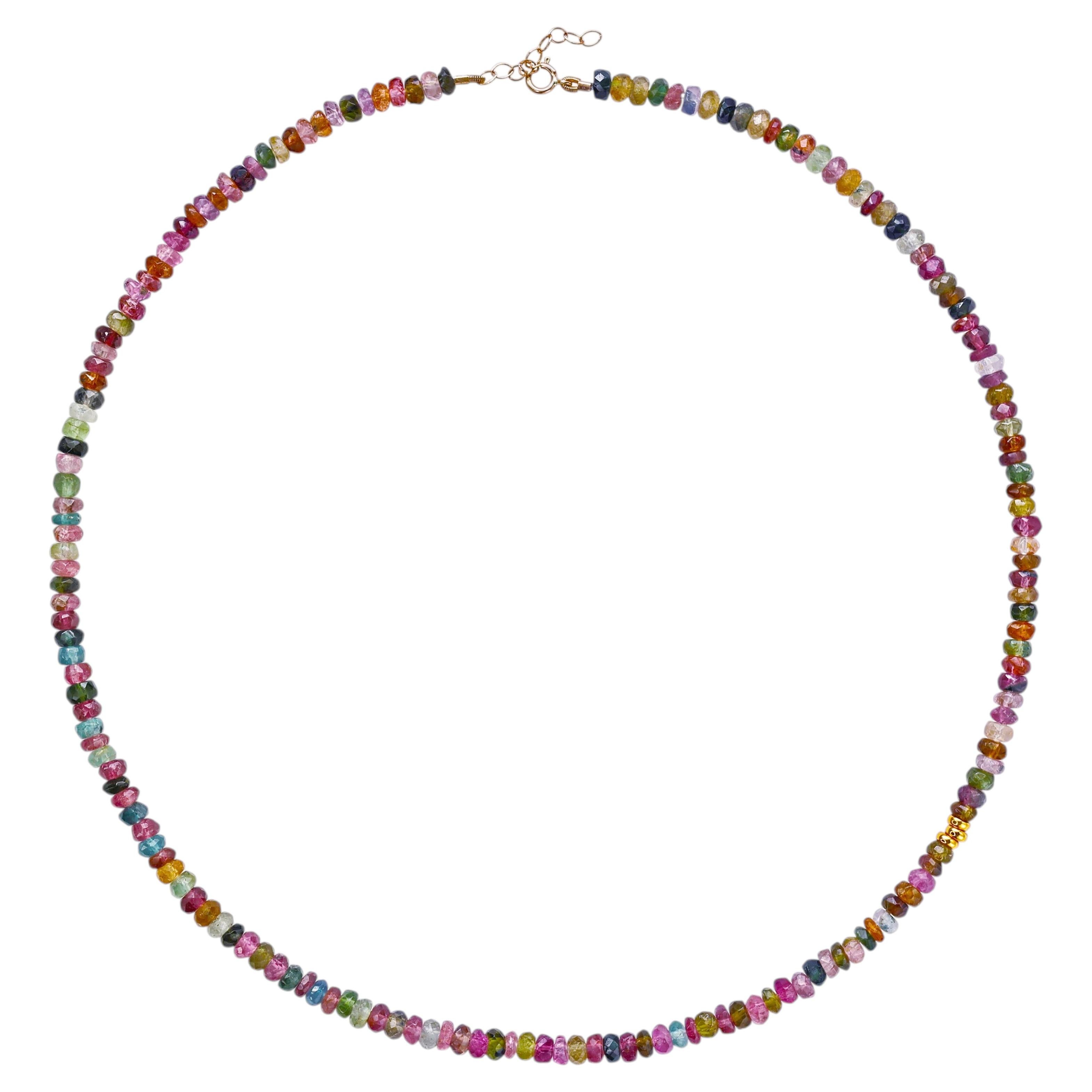 Collana di perle d'oro con tormalina di ottobre, gioielli fatti a mano in vendita