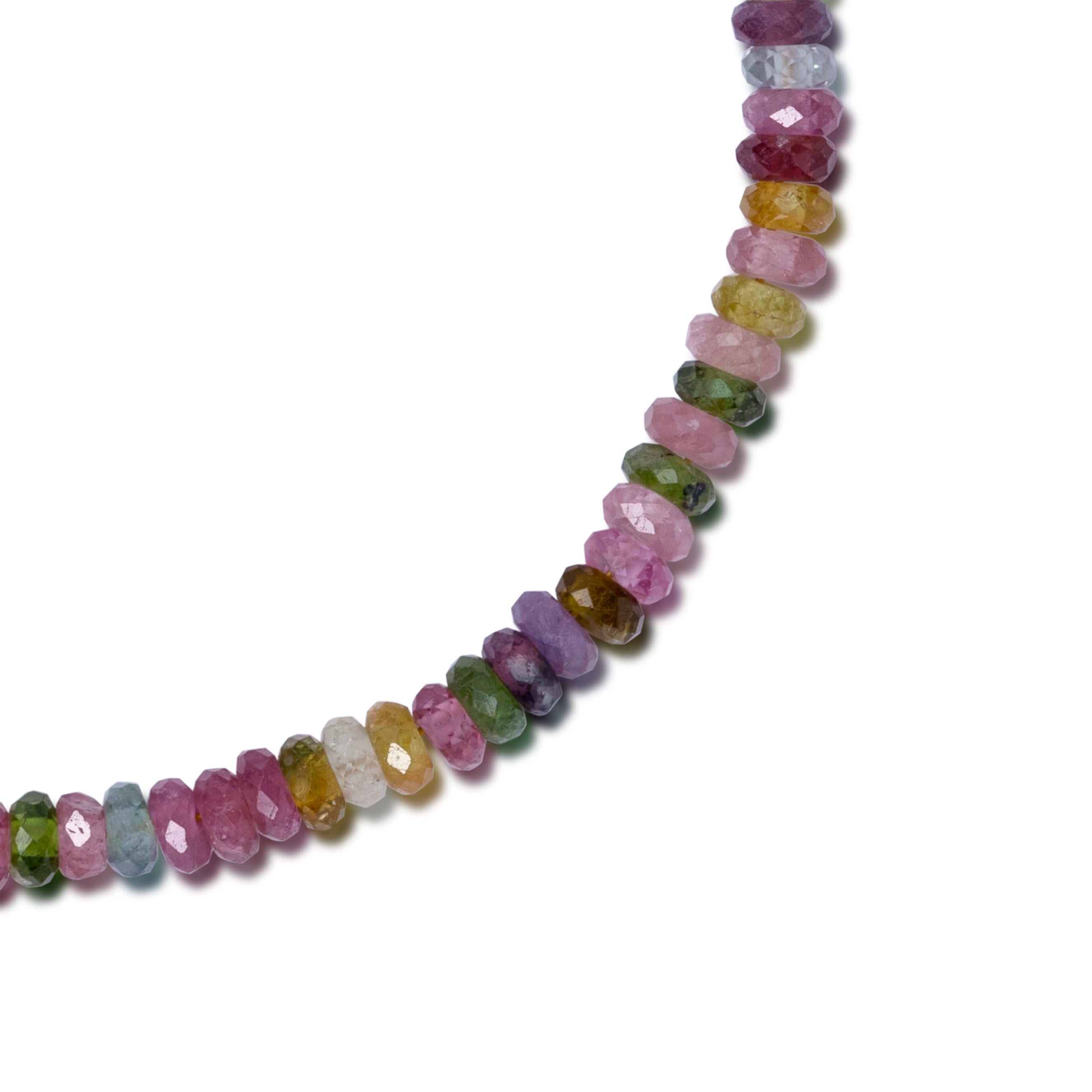 Birthstone October Watermelon Tourmaline Bracelet 14K Gold - by Bombyx House In New Condition For Sale In Westport, CT
