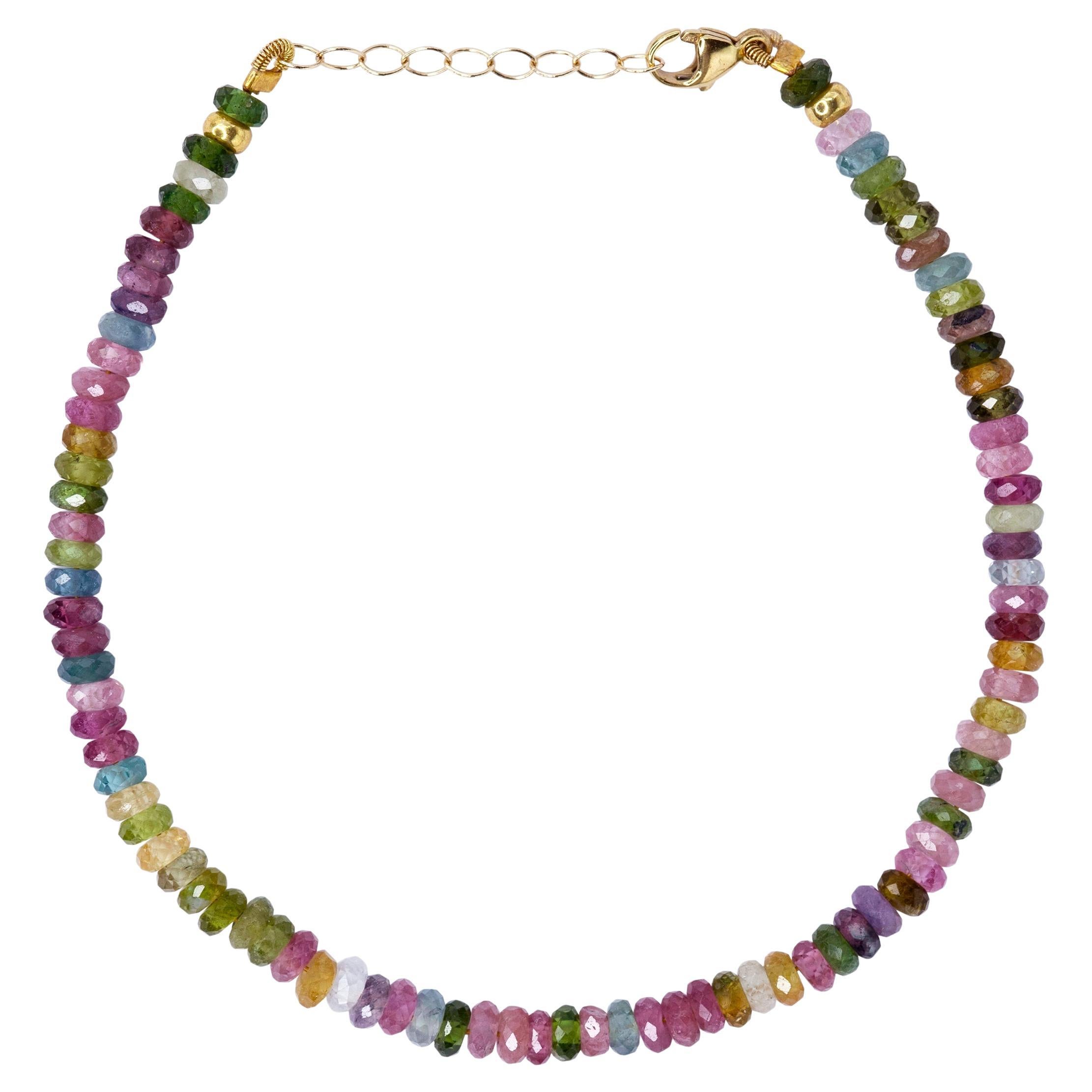 Birthstone October Watermelon Tourmaline Bracelet 14K Gold - by Bombyx House For Sale