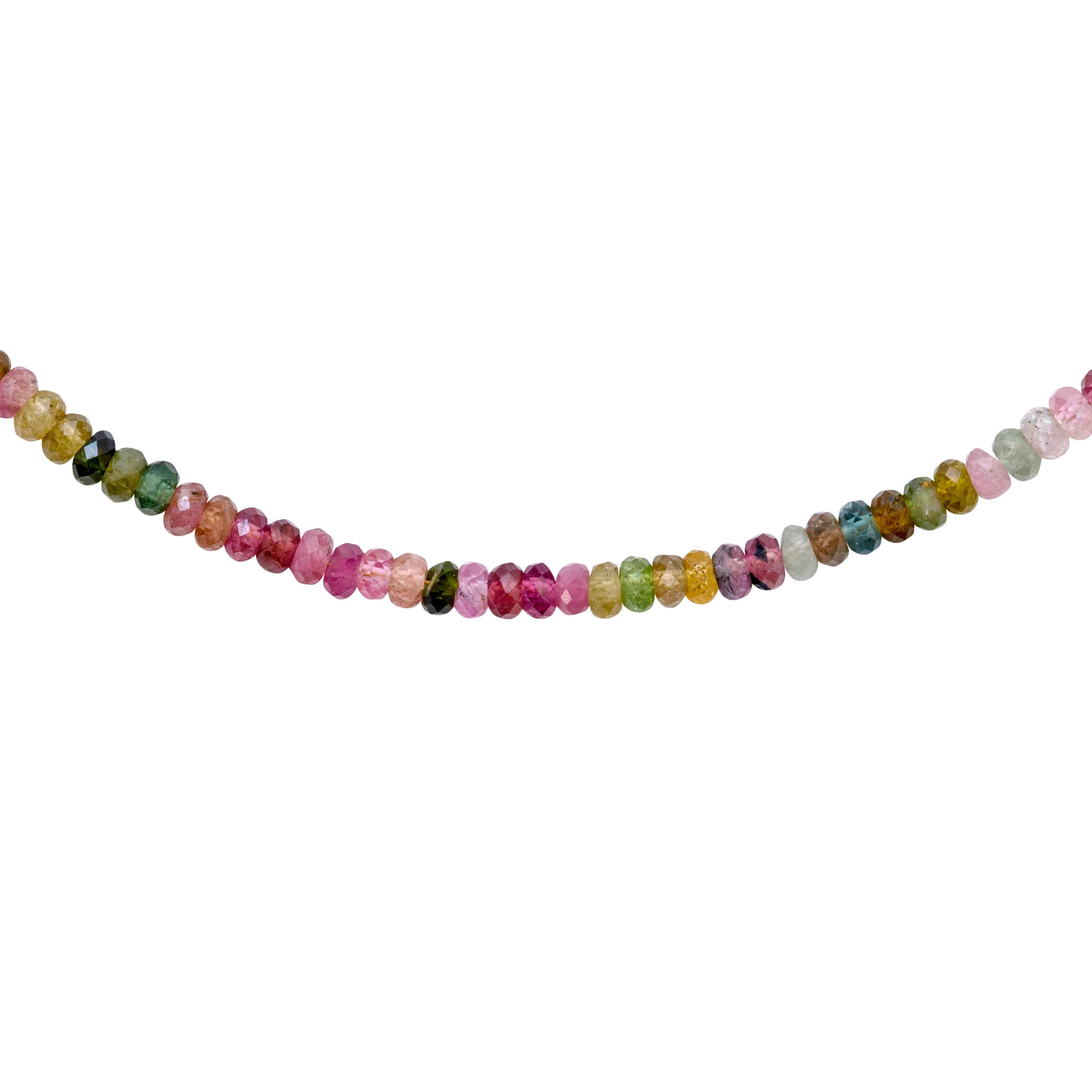 Birthstone October Watermelon Tourmaline Necklace 14K Gold -by Bombyx House In New Condition For Sale In Westport, CT