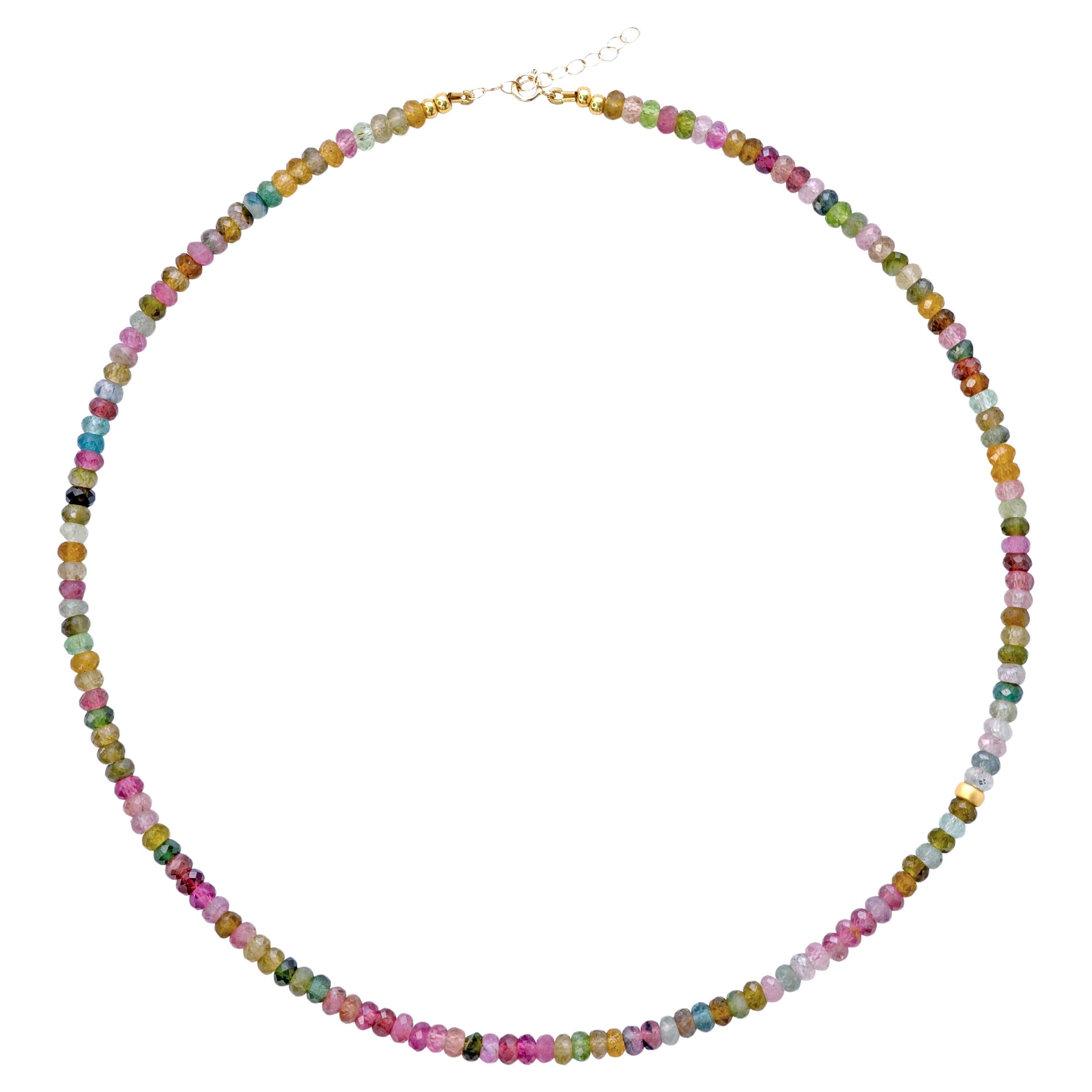 Birthstone October Watermelon Tourmaline Necklace 14K Gold -by Bombyx House For Sale