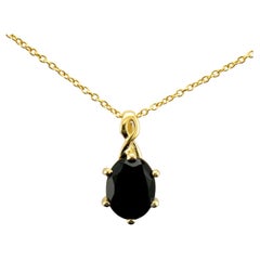 Birthstone Pendant Featuring Onyx Set in Honey Gold