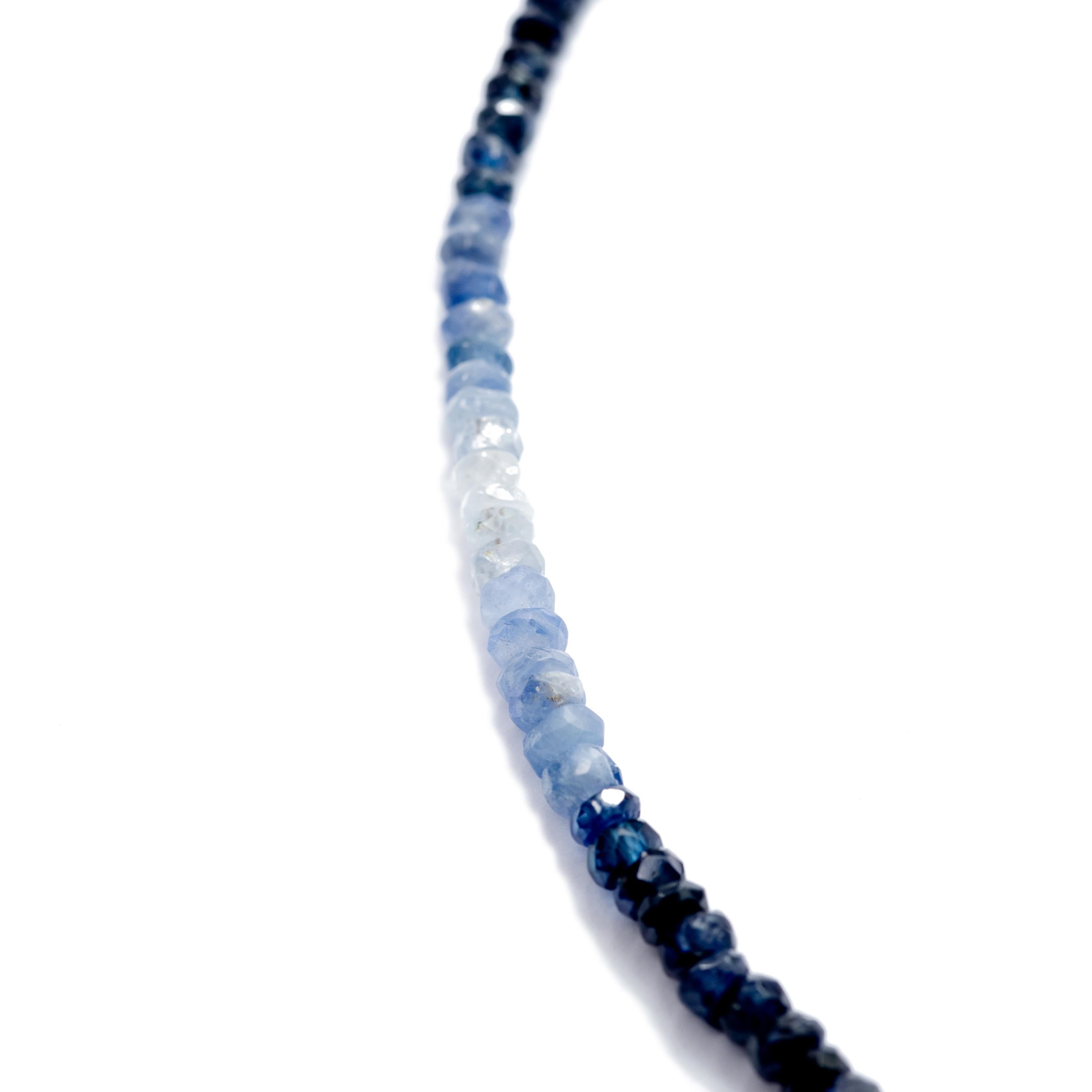 Bead Birthstone September Ombre Blue Sapphire Necklace -by Bombyx House For Sale