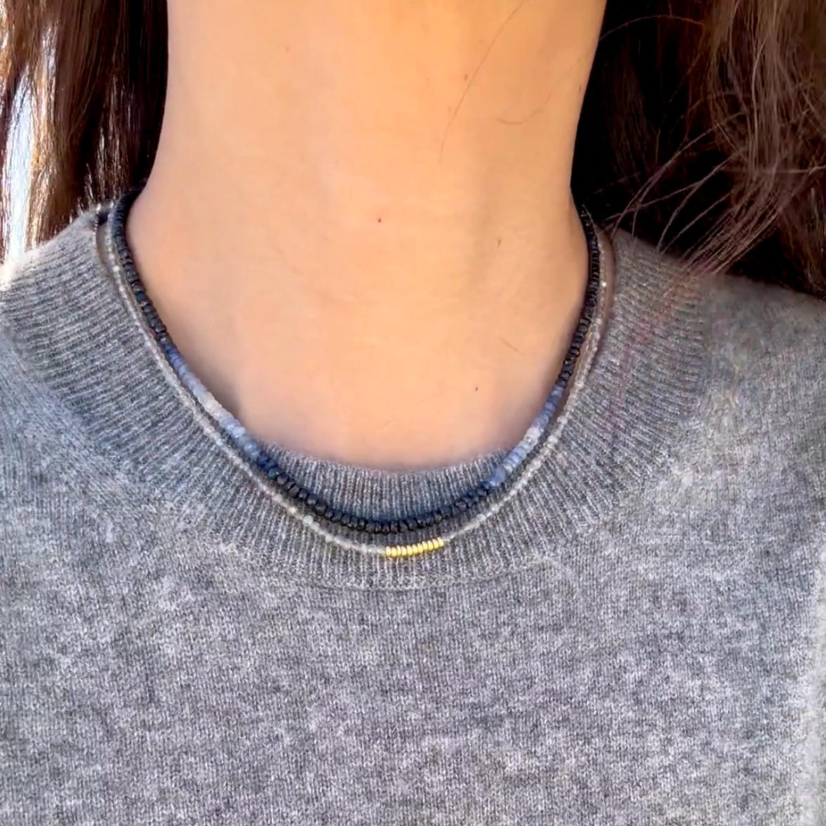 Birthstone September Ombre Blue Sapphire Necklace -by Bombyx House For Sale 1