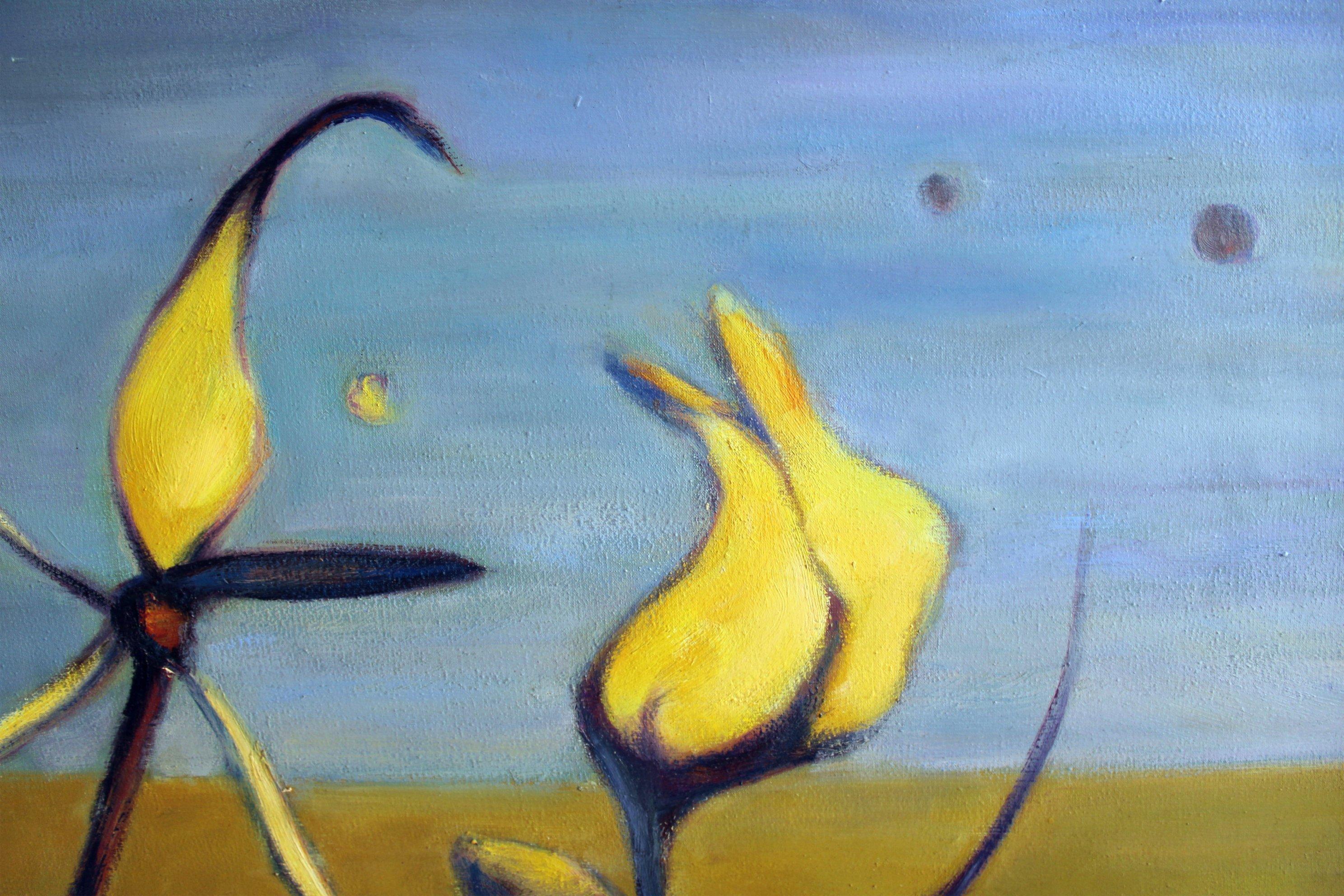 Fiori del deserto, olio su tela, 90x90 cm, 2005 - Still-Life Painting Marrone di Biruta Delle