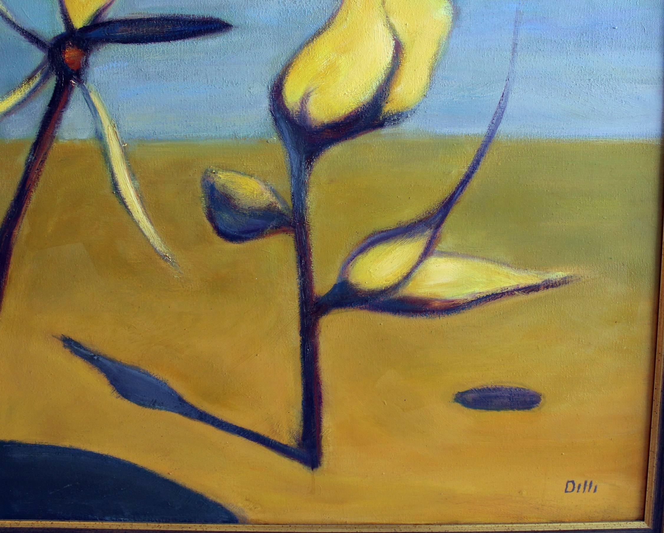 Fiori del deserto, olio su tela, 90x90 cm, 2005 in vendita 1