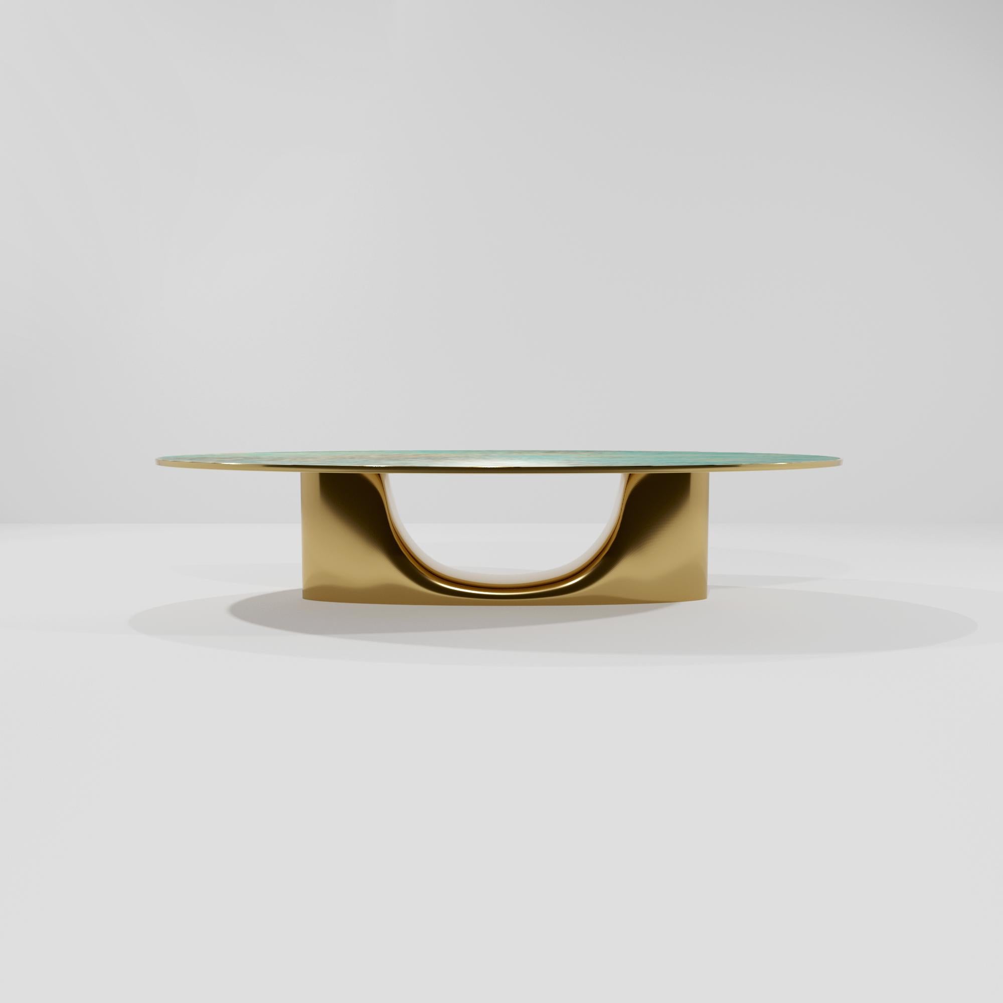 Hand-Carved BIS, 21st Century Blue Green Patina Layered Bronzed Dining Table by Studio SORS