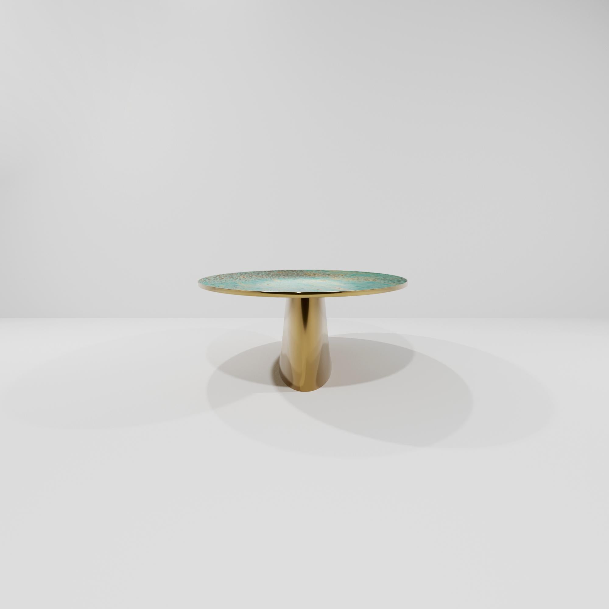 BIS, 21st Century Blue Green Patina Layered Bronzed Dining Table by Studio SORS In New Condition In Paris, FR