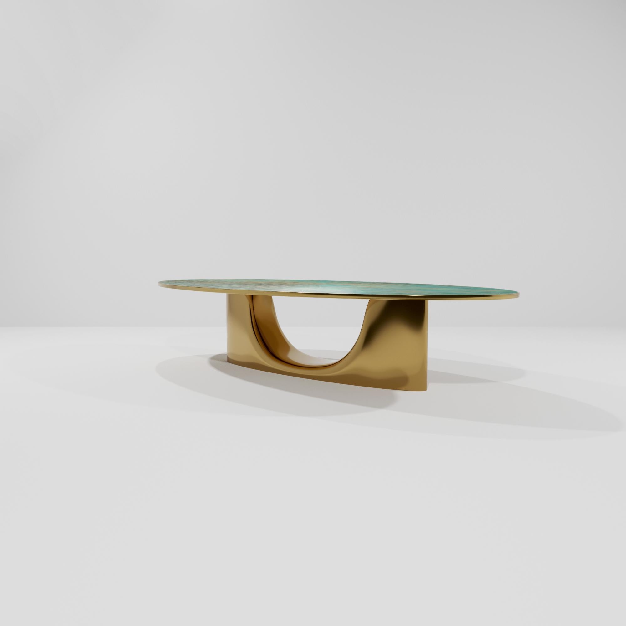 Contemporary BIS, 21st Century Blue Green Patina Layered Bronzed Dining Table by Studio SORS