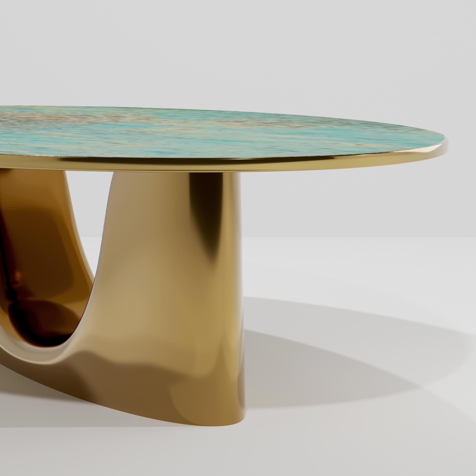 BIS, 21st Century Blue Green Patina Layered Bronzed Dining Table by Studio SORS 3