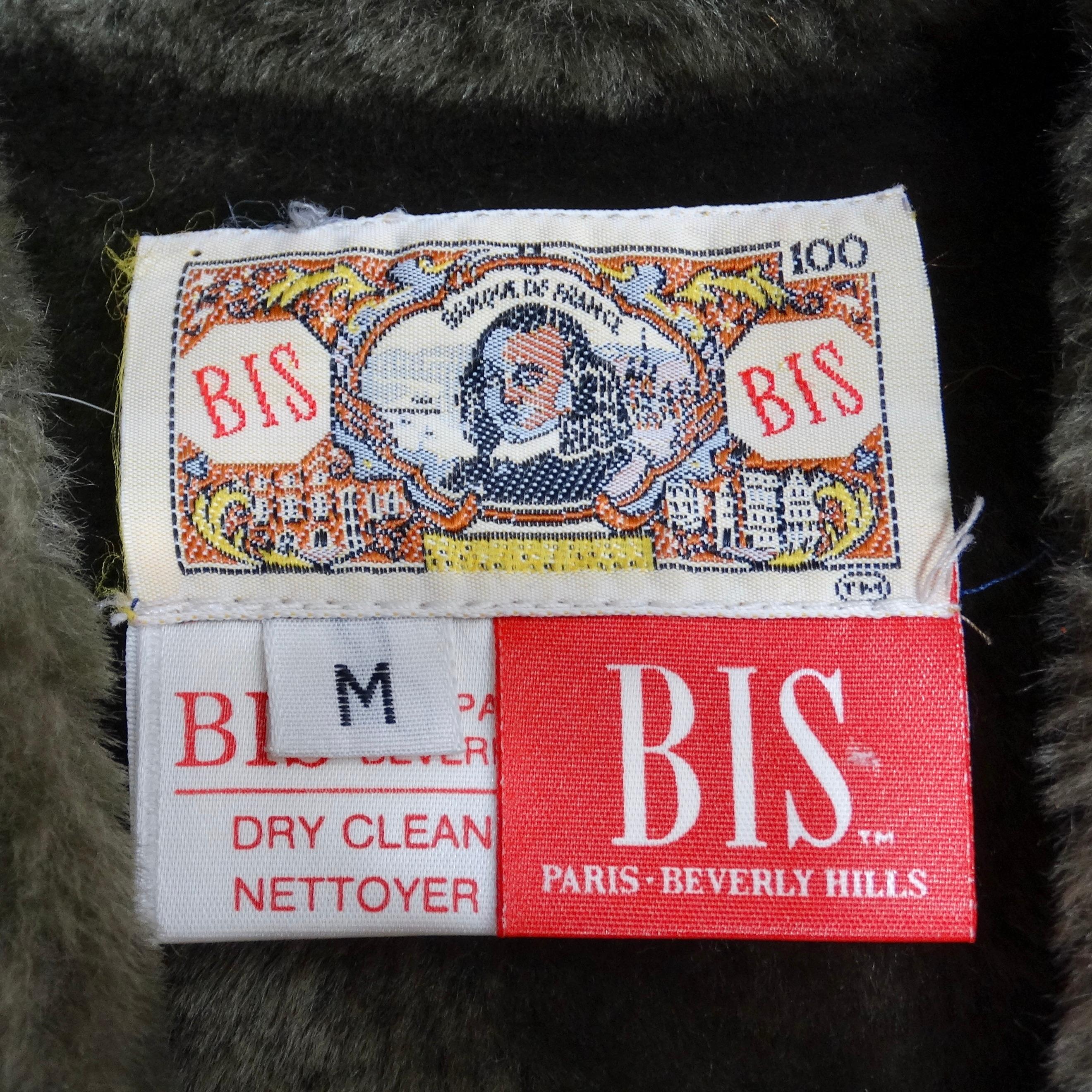 Bis Bis Vintage Faux Fur Lined Quilted Rosette Vest For Sale 3