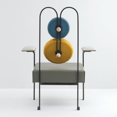 Bis Lounge Chair, Mixed Leather Color and Iron Frame by Mario Milana