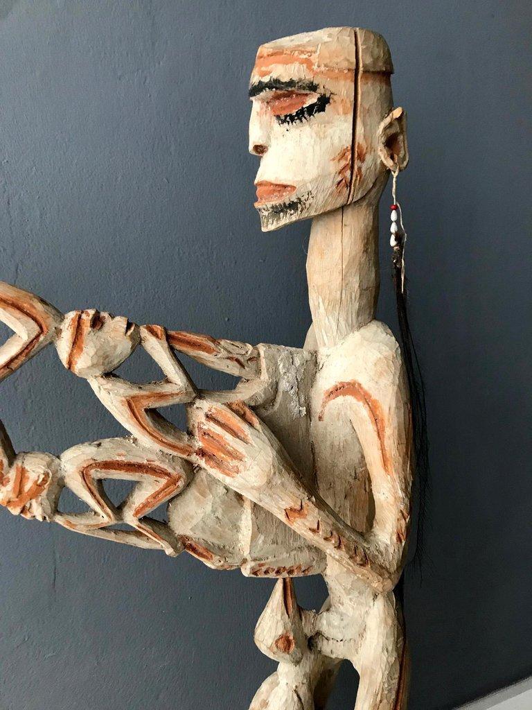 Tribal Bis Pole Sculpture by Asmat People For Sale