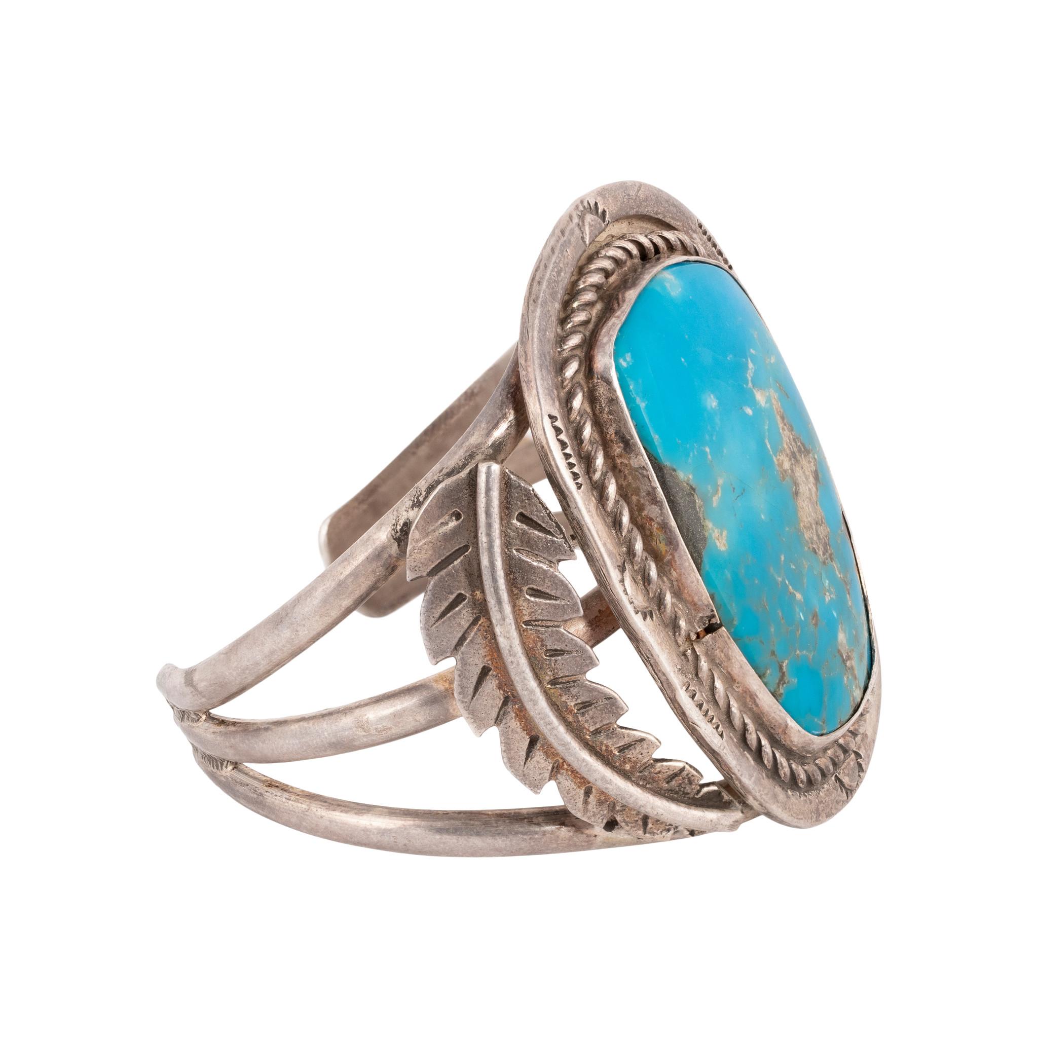 Bracciale con turchese Bisbee e argento sterling In condizioni buone in vendita a Coeur d Alene, ID