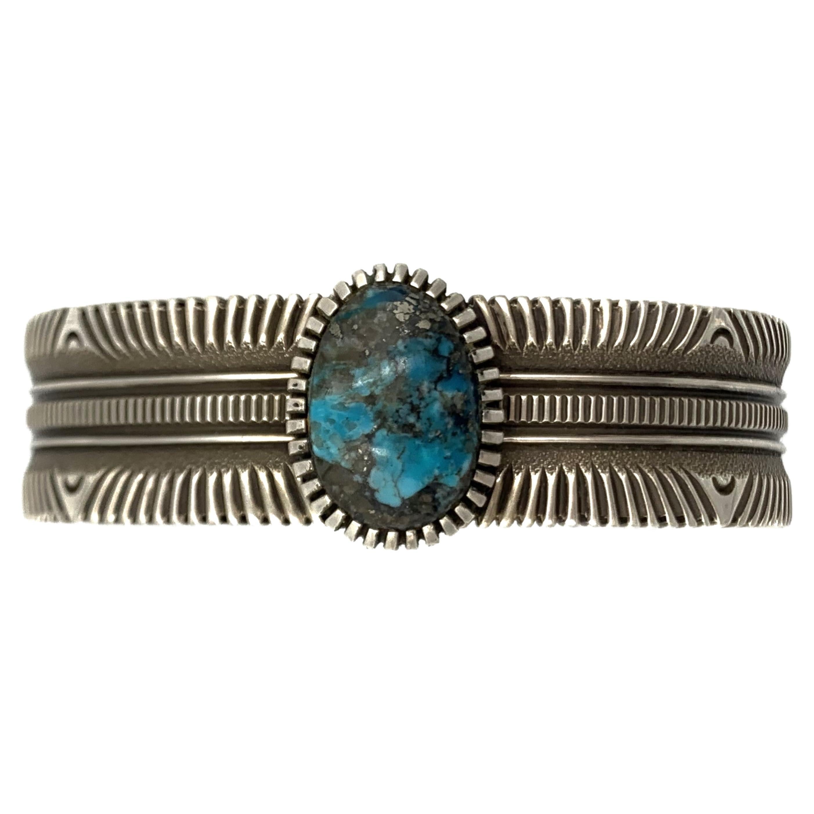 Bisbee Turquoise Cuff by Ron Bedoni For Sale