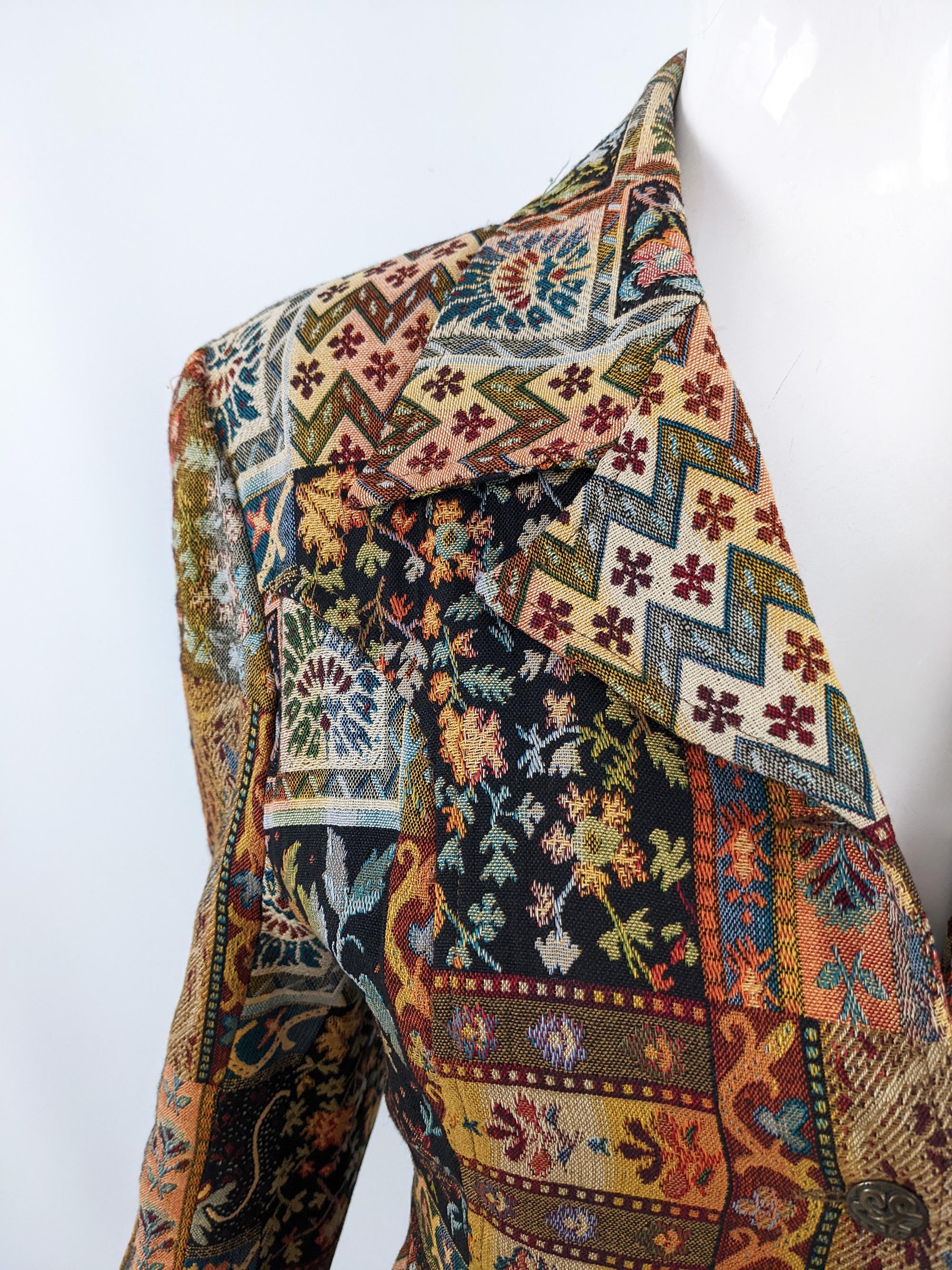 Women's Biscote Vintage 1980s Tapestry Jacket Boho Patchwork Coat 1980s Bohemian