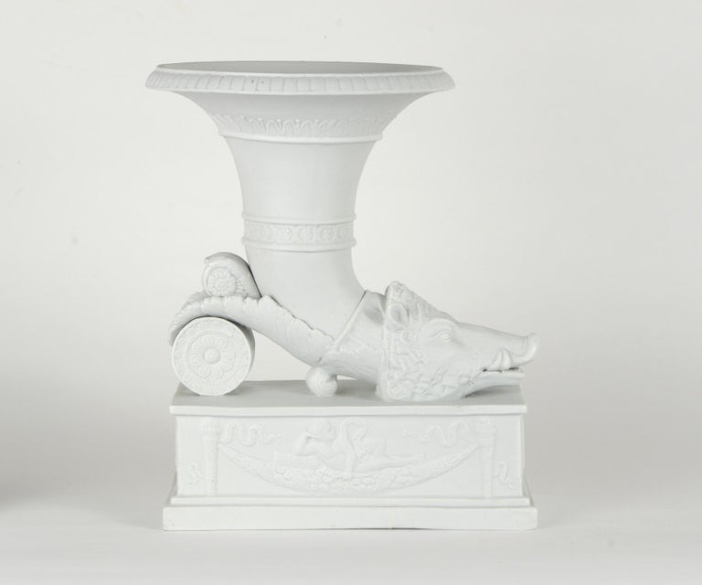 Biscuit 'Bisque' Porcelain Rhyton Vase, Late 19th Century For Sale at ...