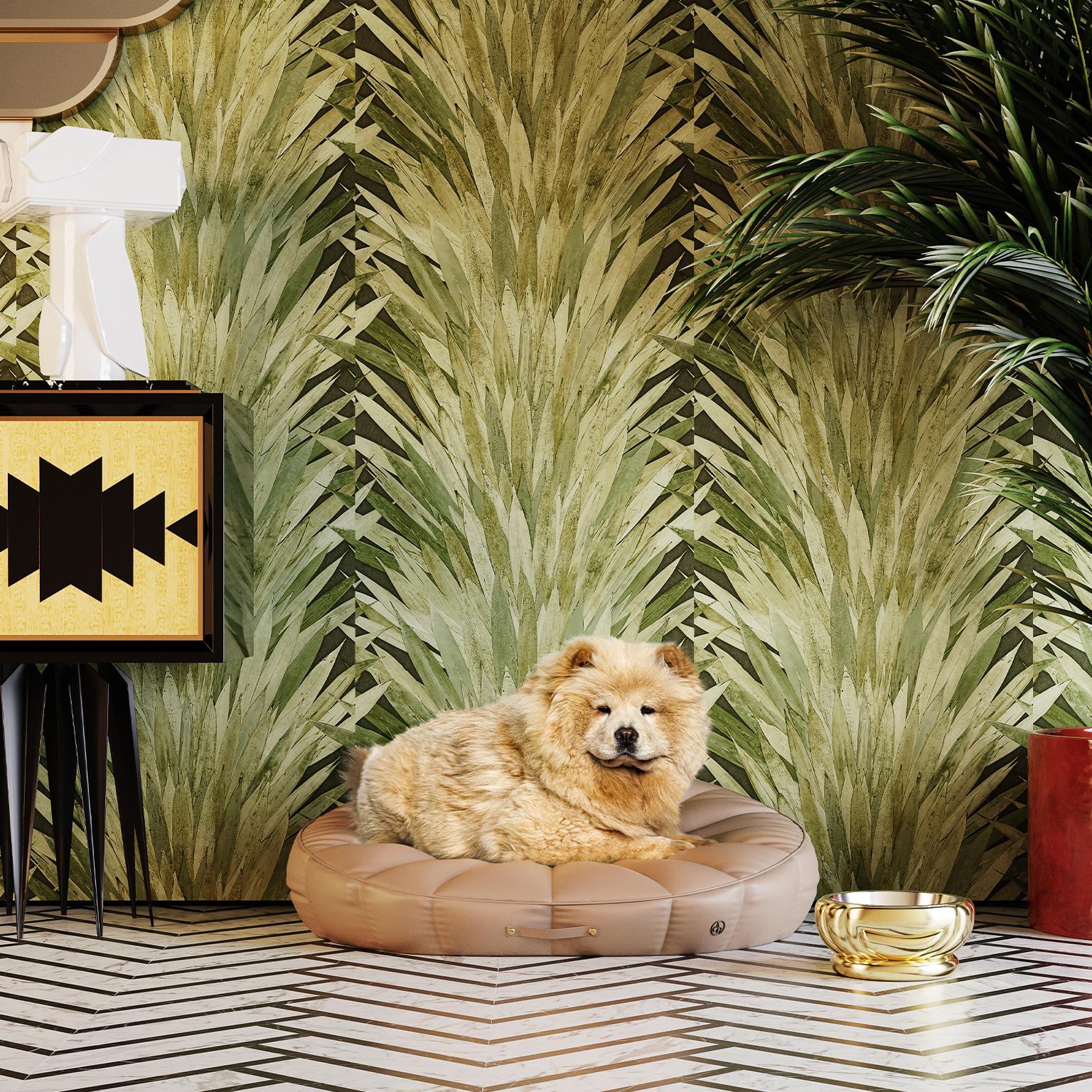 Biscuit Caramel Modernes Haustierbett, luxuriöses kleines Sofa aus Veganleder für Katzen und Hunde (21. Jahrhundert und zeitgenössisch) im Angebot