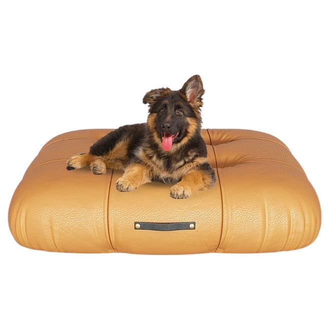 Biscuit Caramel Modern Pet Bed, Luxury Vegan Leather Small Sofa for Cats & Dogs For Sale