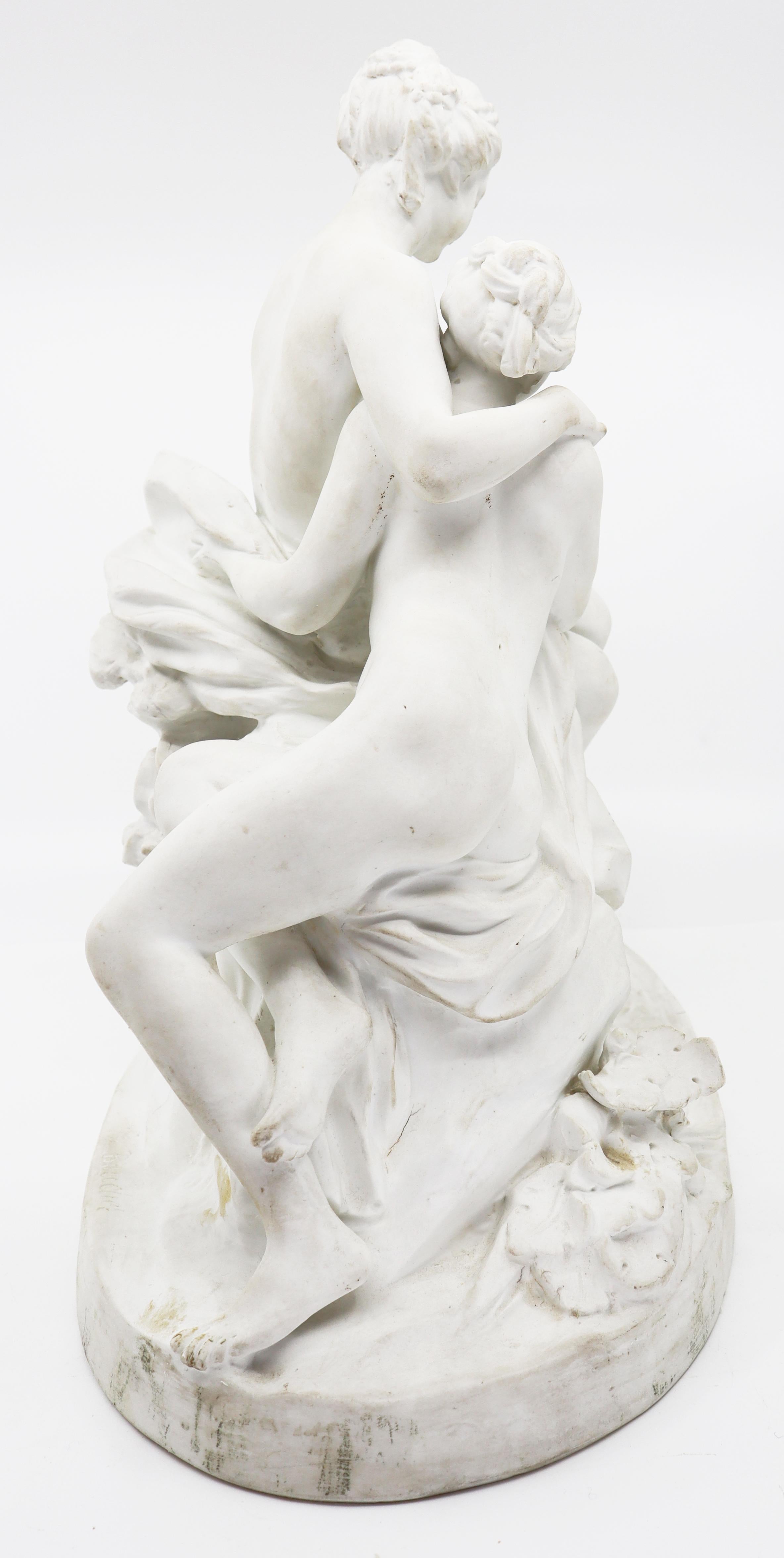 Biscuit of 2 Girls with Goose, 19th Century, French in vendita 4