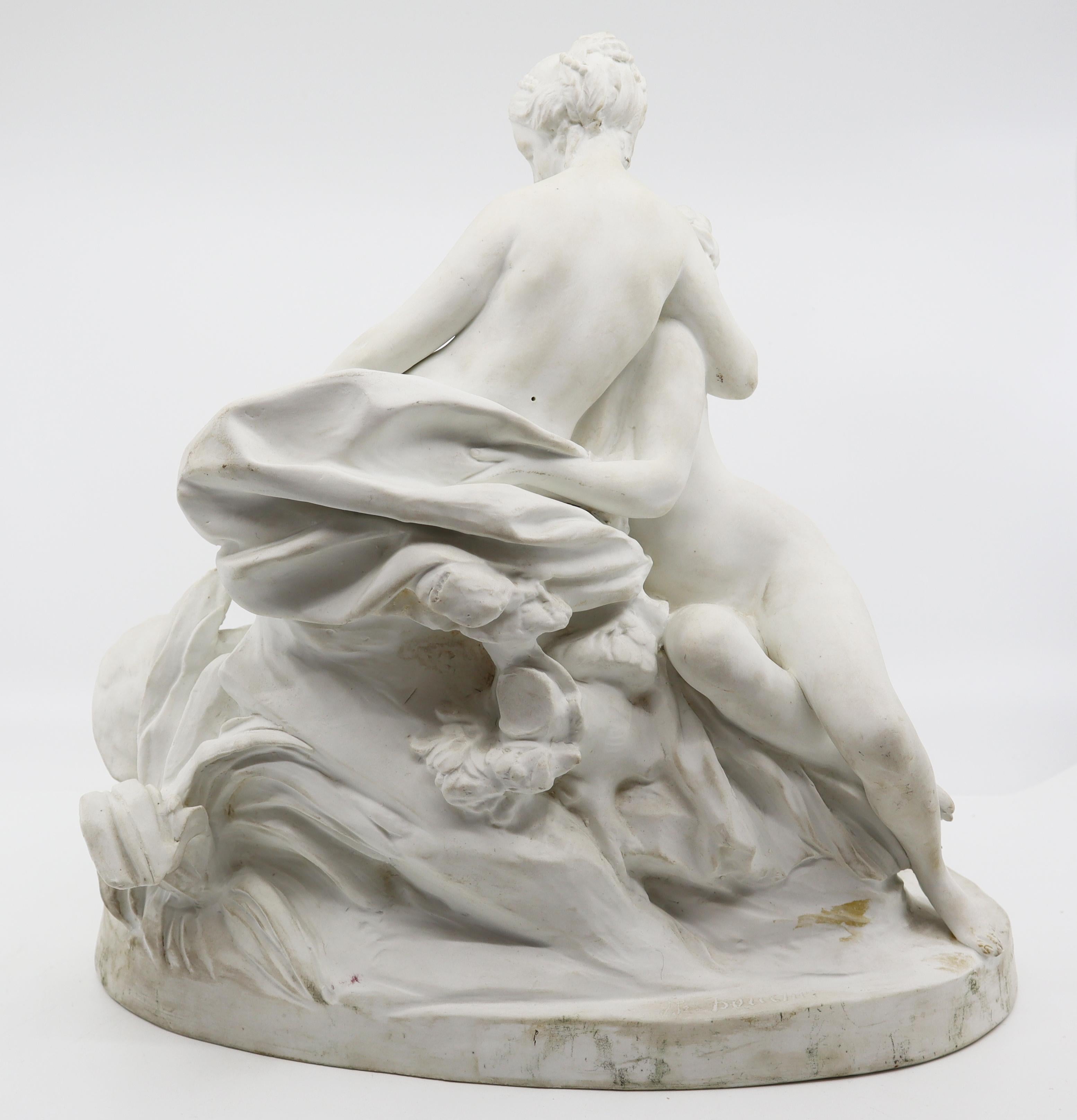 Biscuit of 2 Girls with Goose, 19th Century, French in vendita 2