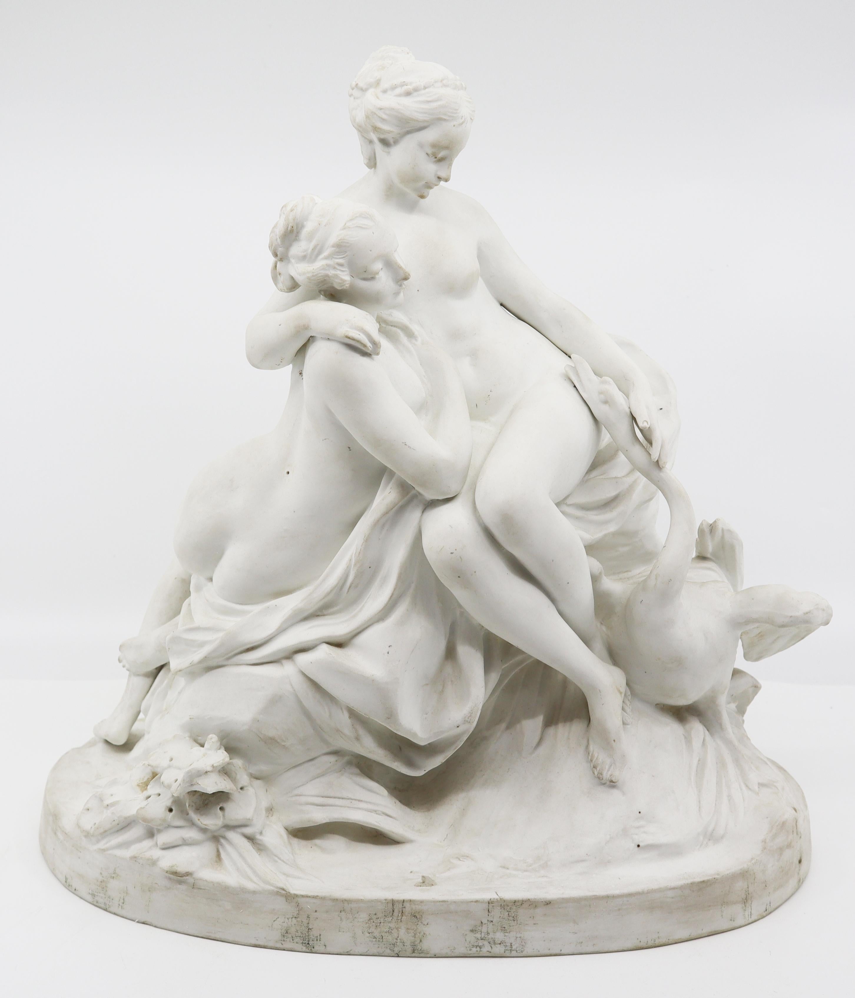 Biscuit of 2 Girls with Goose, 19th Century, French in vendita 3