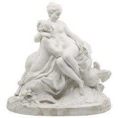 Biscuit of 2 Girls with Goose, 19th Century, French