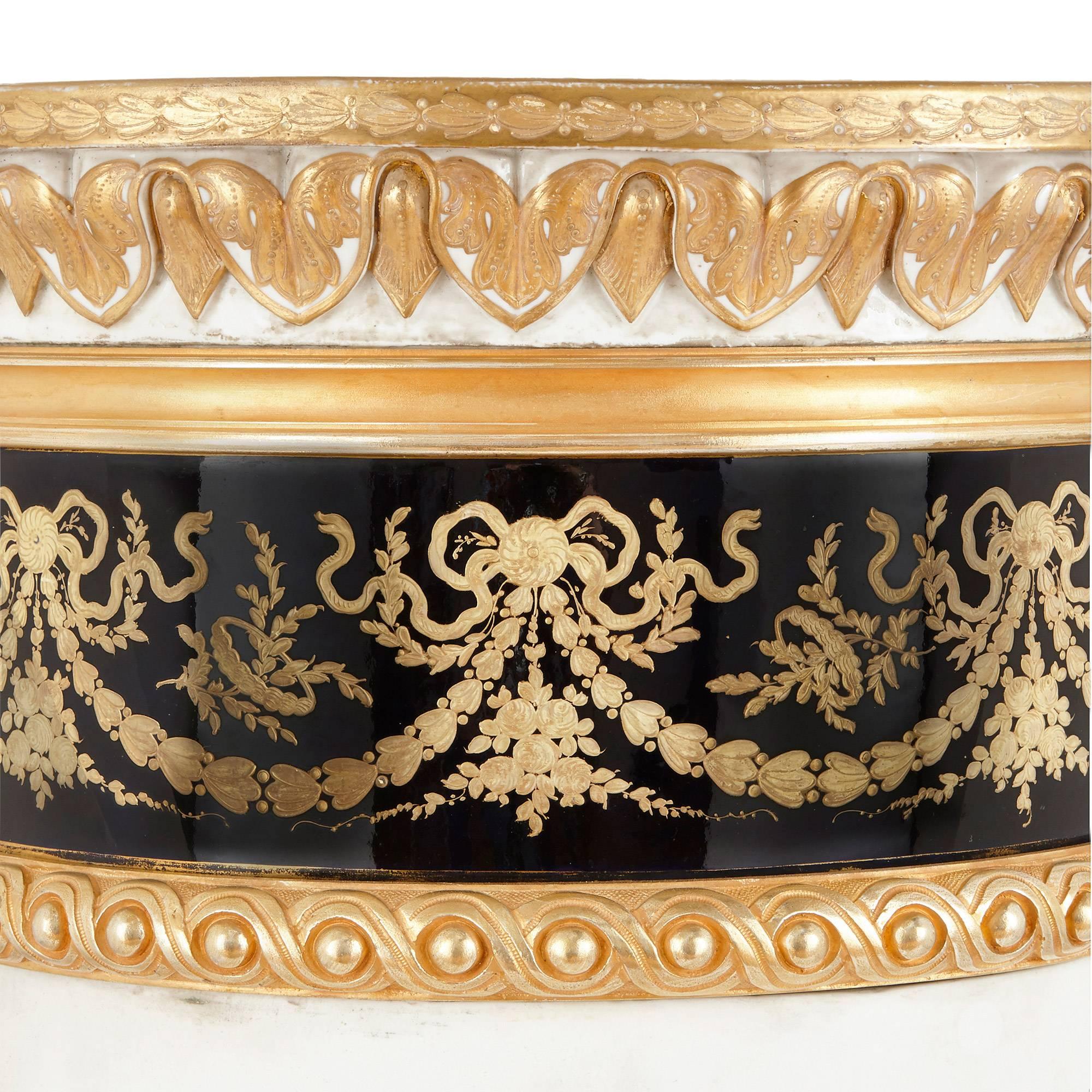 Rococo Biscuit Porcelain and Gilt Bronze Mounted Pedestal by Samson