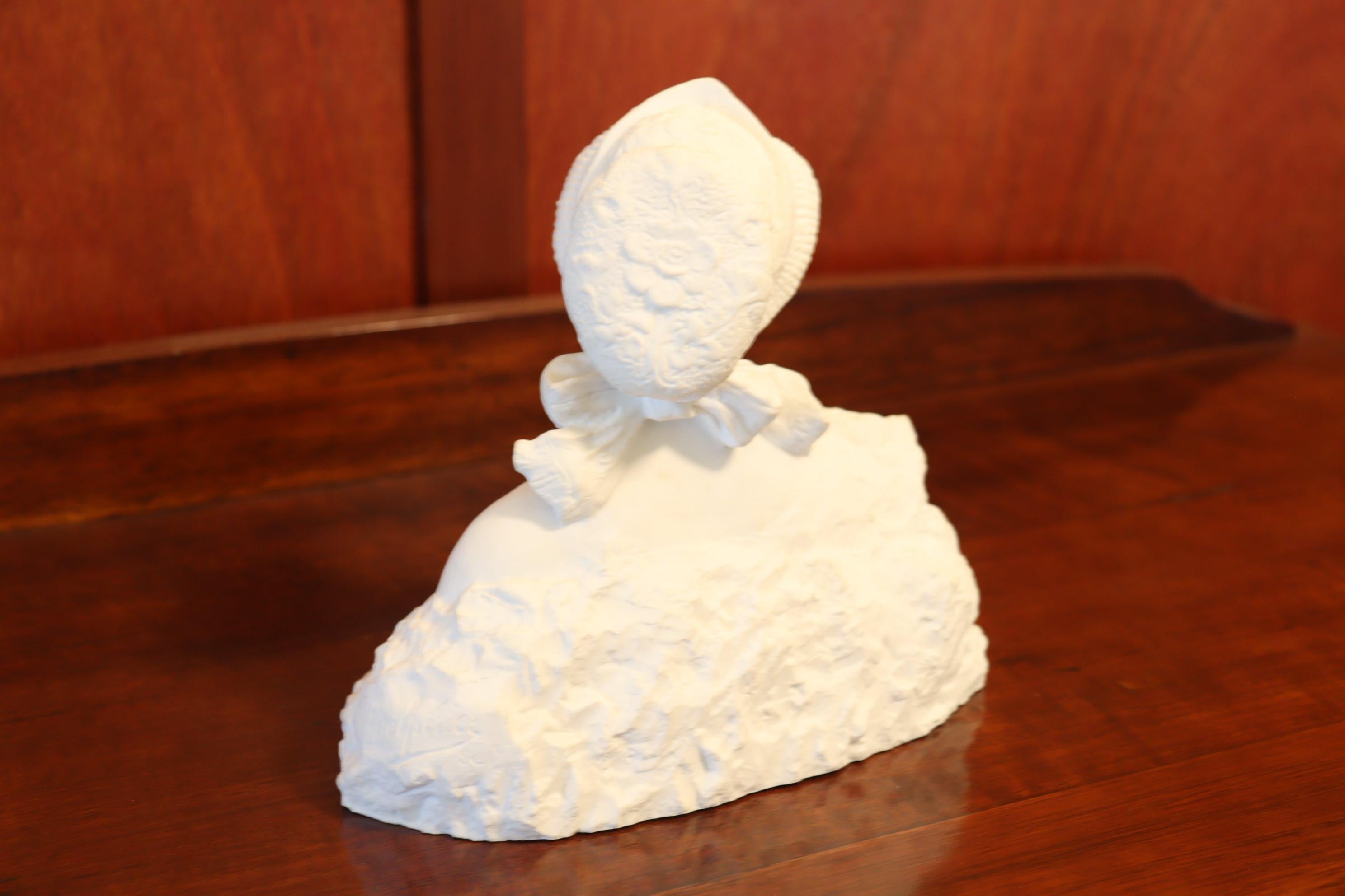 Biscuit porcelain bust Tourangelle by Georges Delperier In Good Condition For Sale In East Geelong, VIC