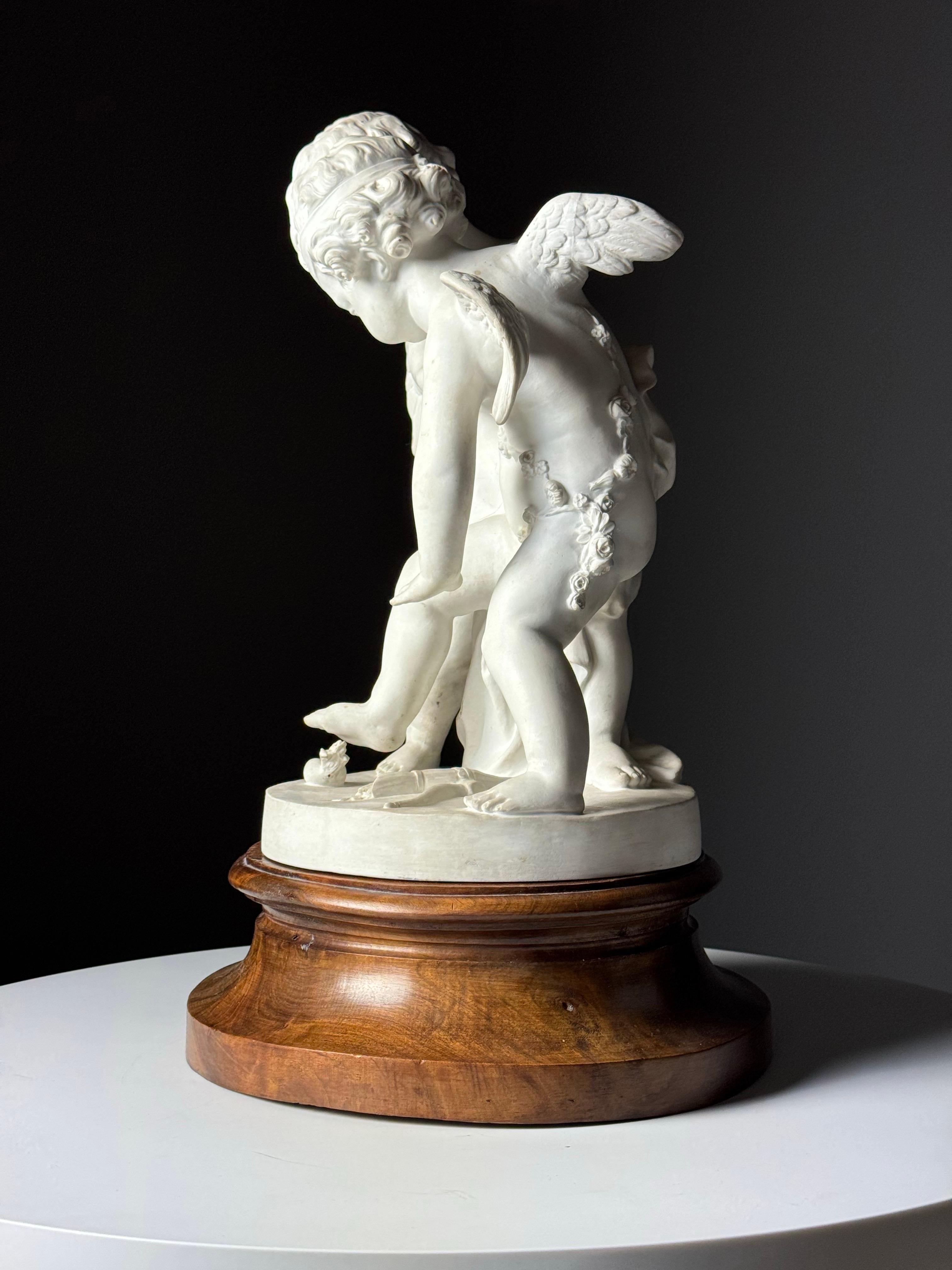 Biscuit Porcelain statue of 2 Putti’s after Falconet For Sale 5