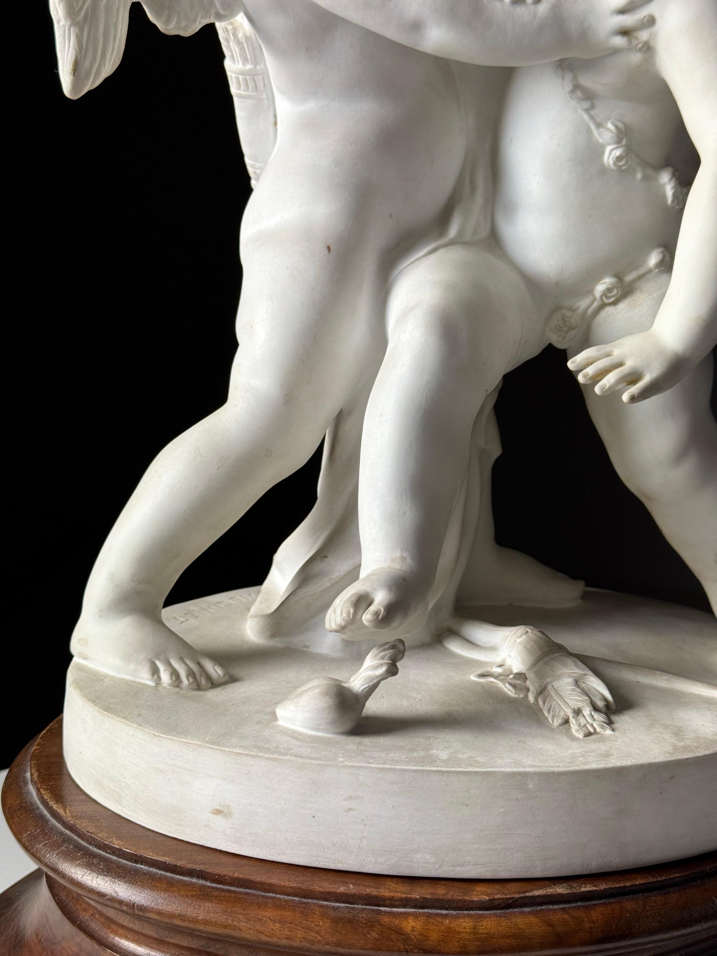 Biscuit Porcelain statue of 2 Putti’s after Falconet For Sale 6