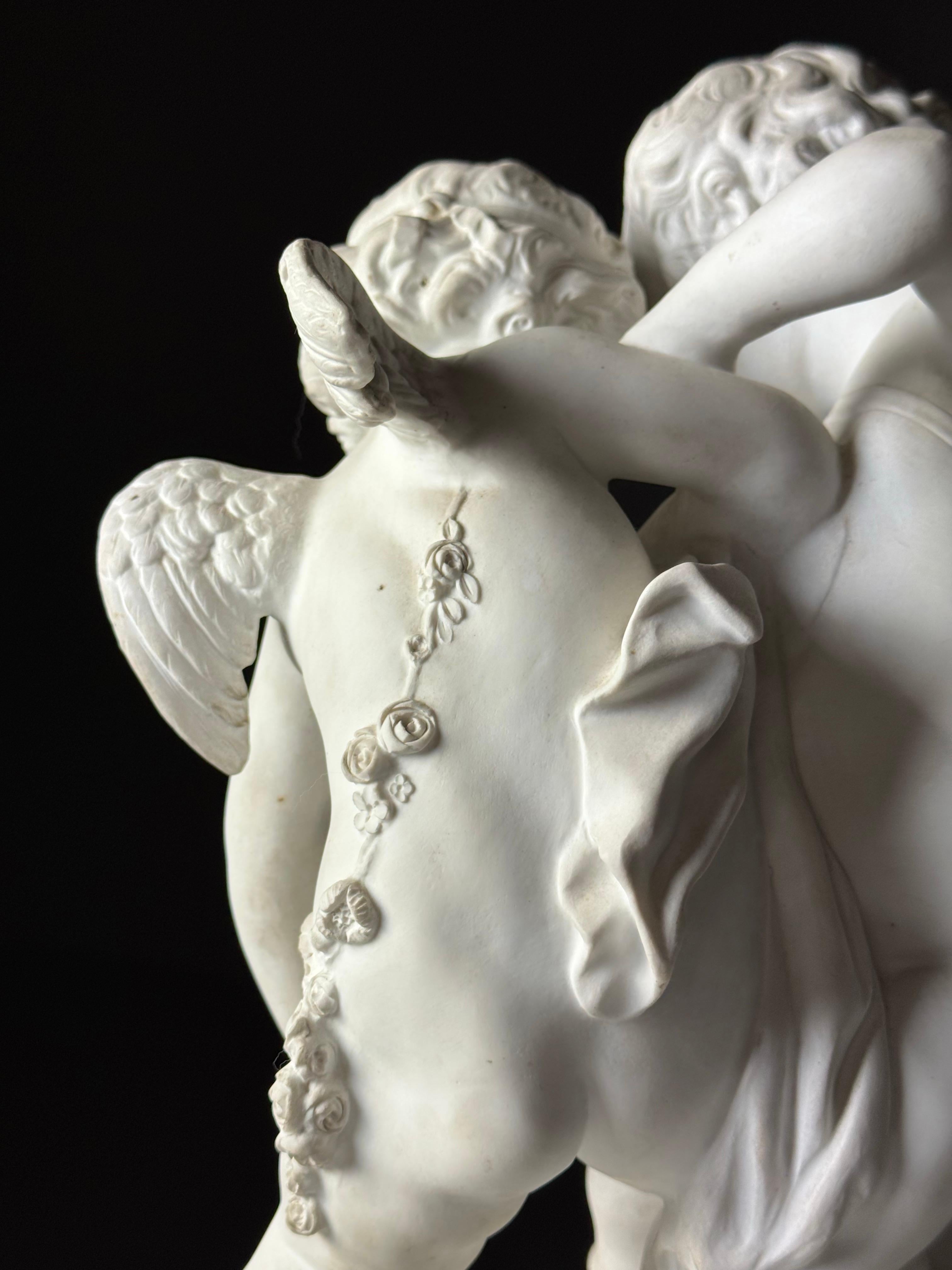 Biscuit Porcelain statue of 2 Putti’s after Falconet For Sale 9
