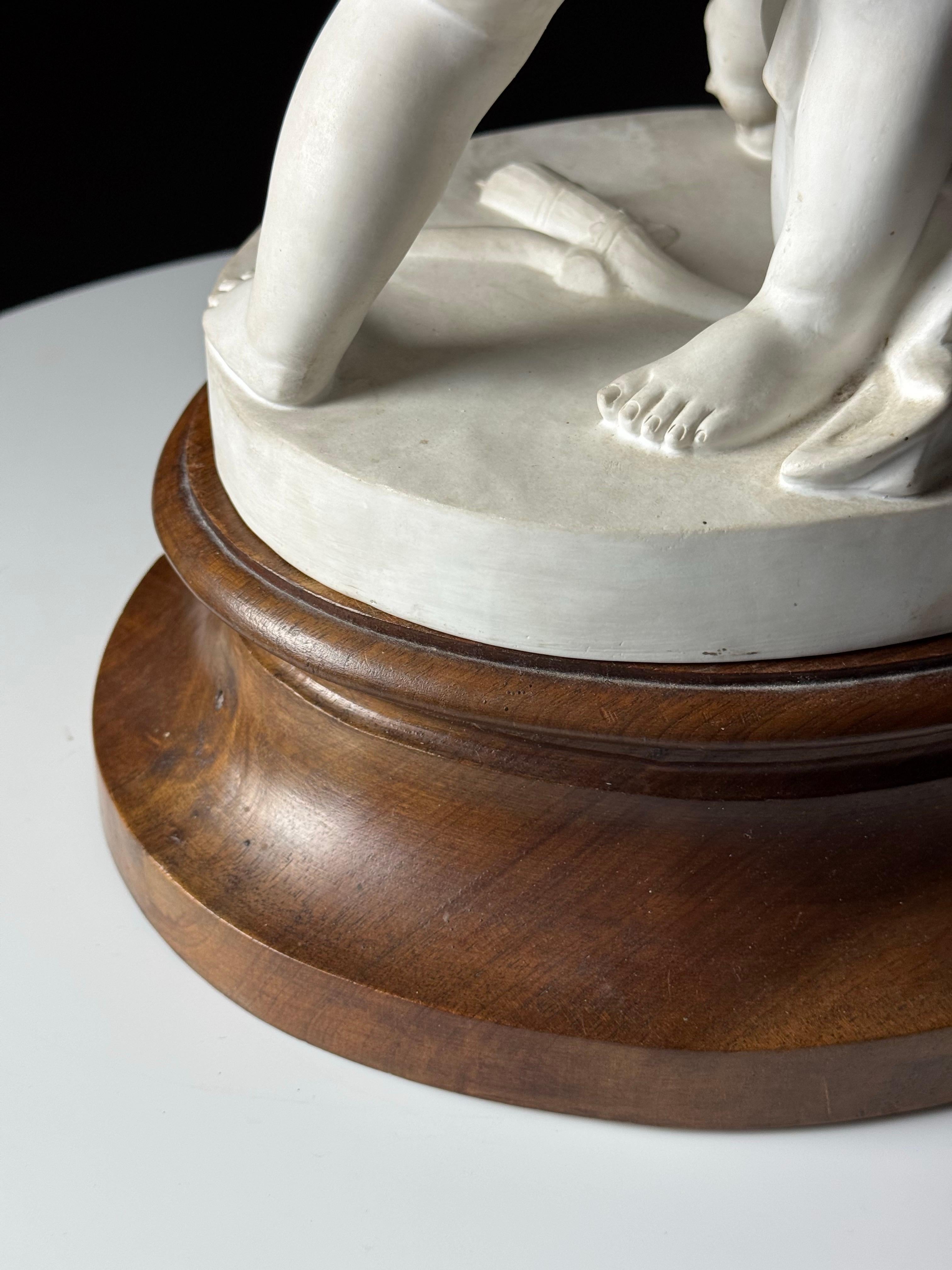 Biscuit Porcelain statue of 2 Putti’s after Falconet In Good Condition For Sale In MILL, NL
