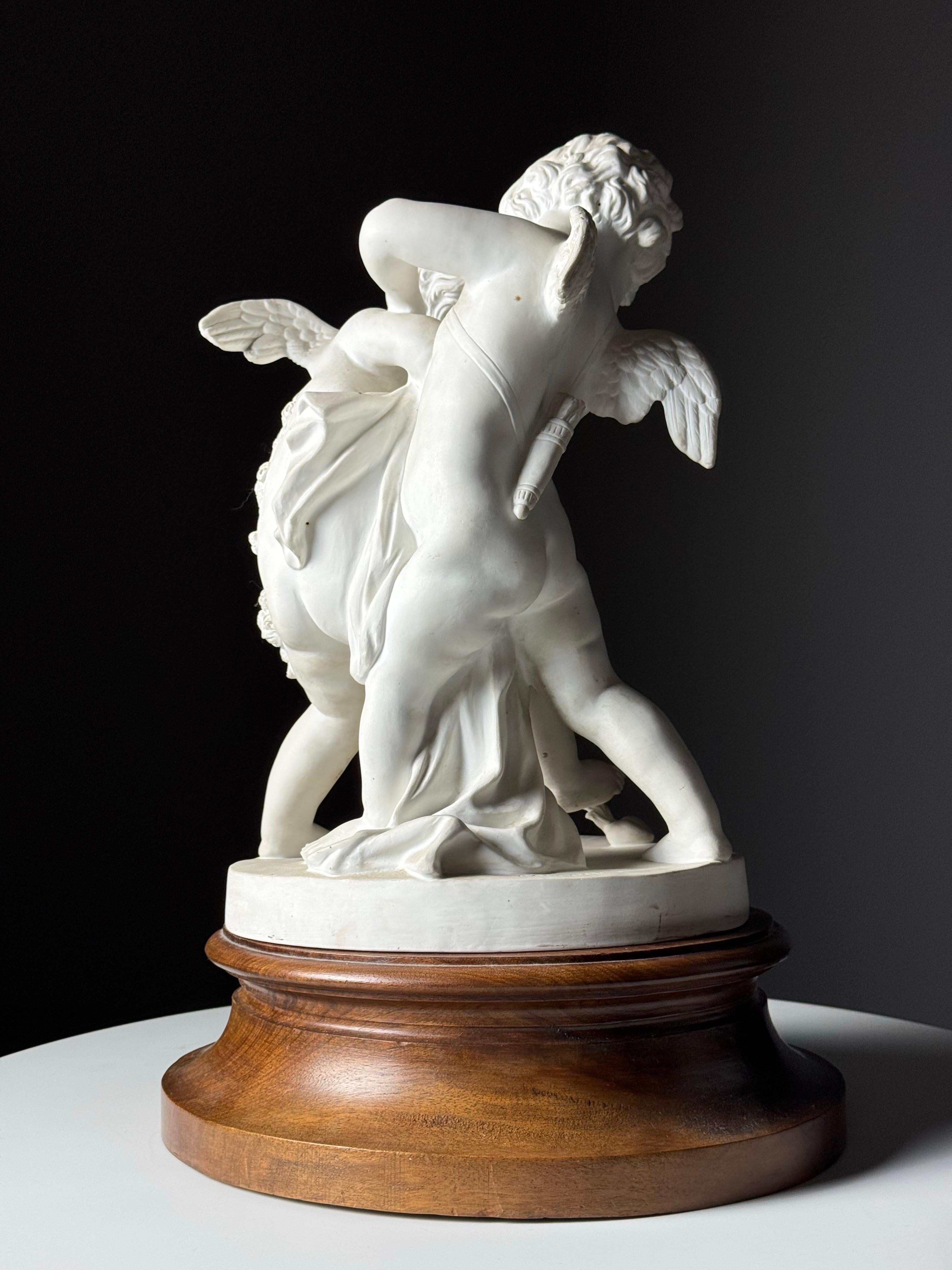 Other Biscuit Porcelain statue of 2 Putti’s after Falconet For Sale